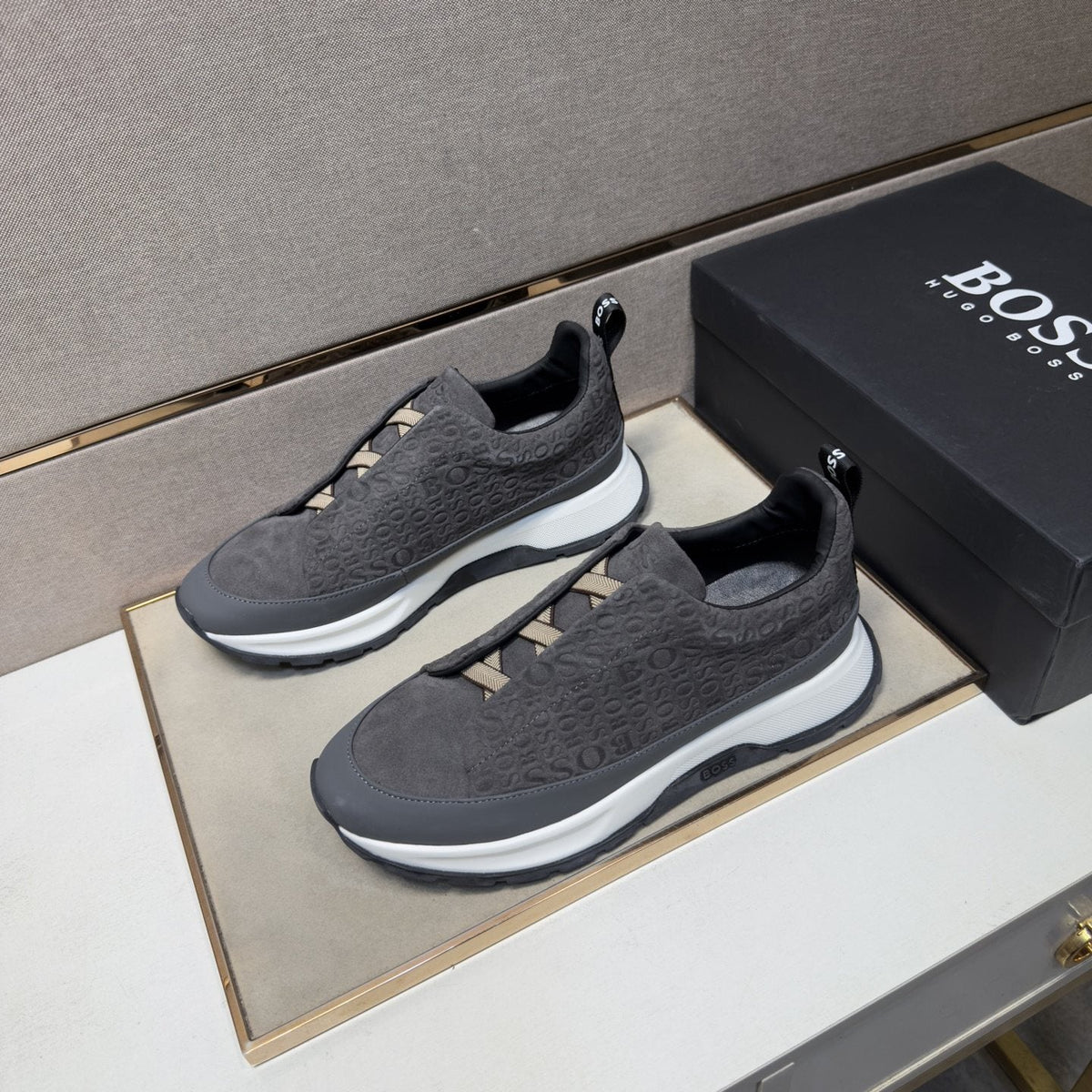 BOSS Patterned Slip-On-Style Sneakers — front