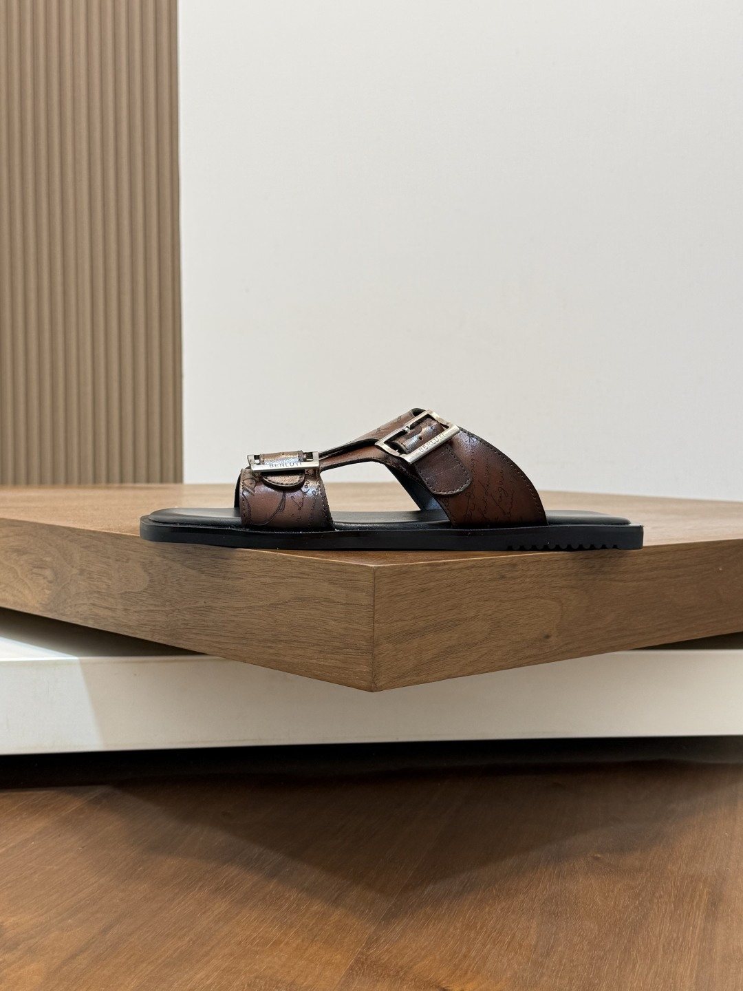 Berluti Double-Buckle Slide Sandals — side