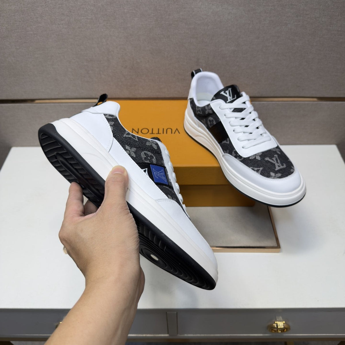 Louis Vuitton Patterned Low-Top Sneakers — model