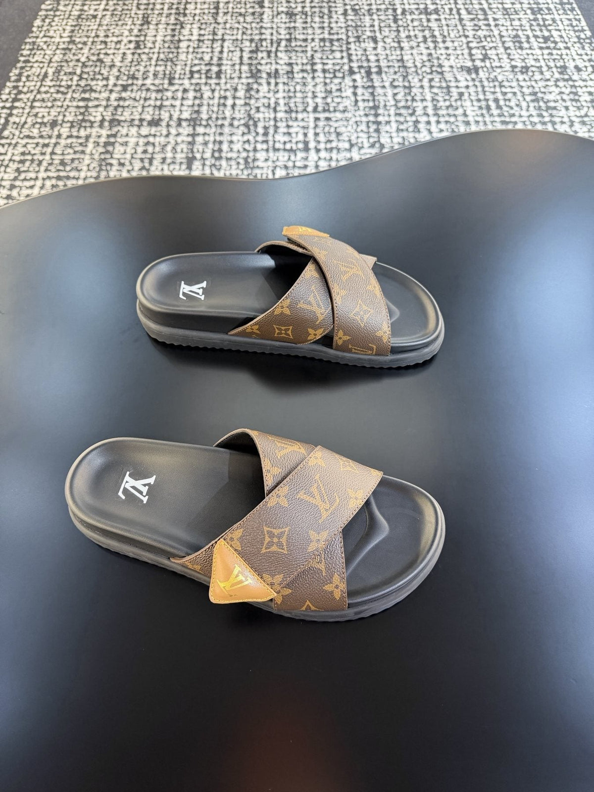 Louis Vuitton Monogram Cross-Strap Slide Sandals — side