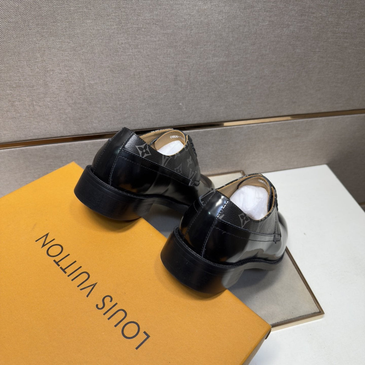 Louis Vuitton Patterned-Panel Lace-Up Dress Shoes — back