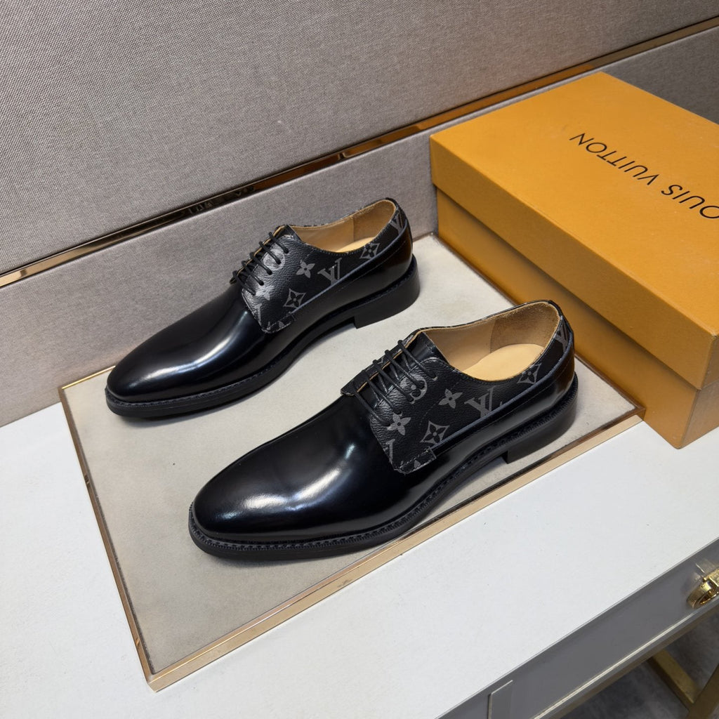 Louis Vuitton Patterned-Panel Lace-Up Dress Shoes — front