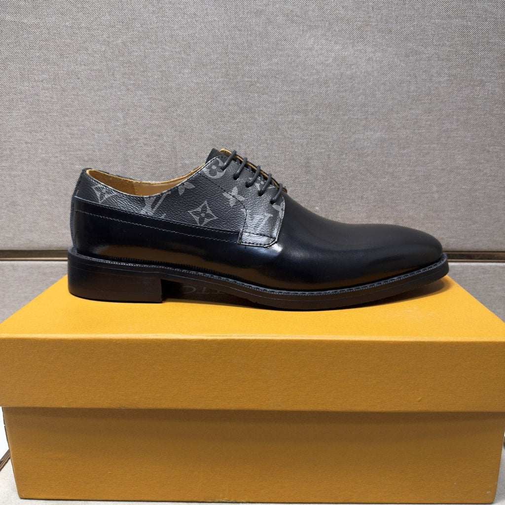 Louis Vuitton Patterned-Panel Lace-Up Dress Shoes — side