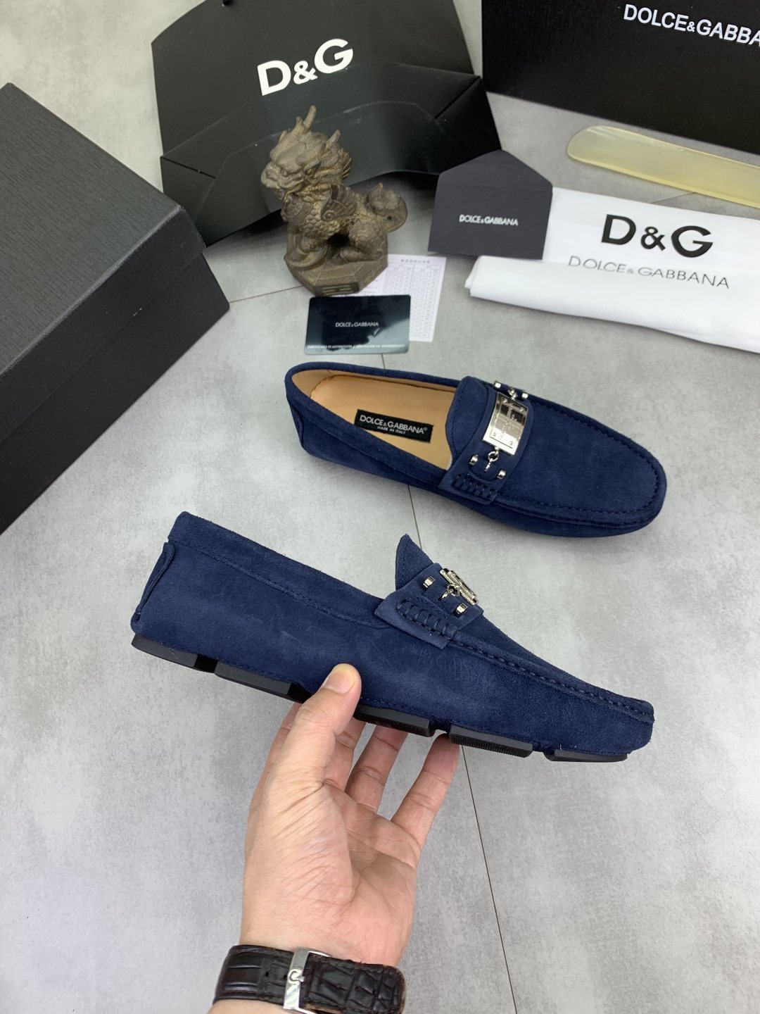 Dolce & Gabbana Metal-Detail Driving Loafers — model