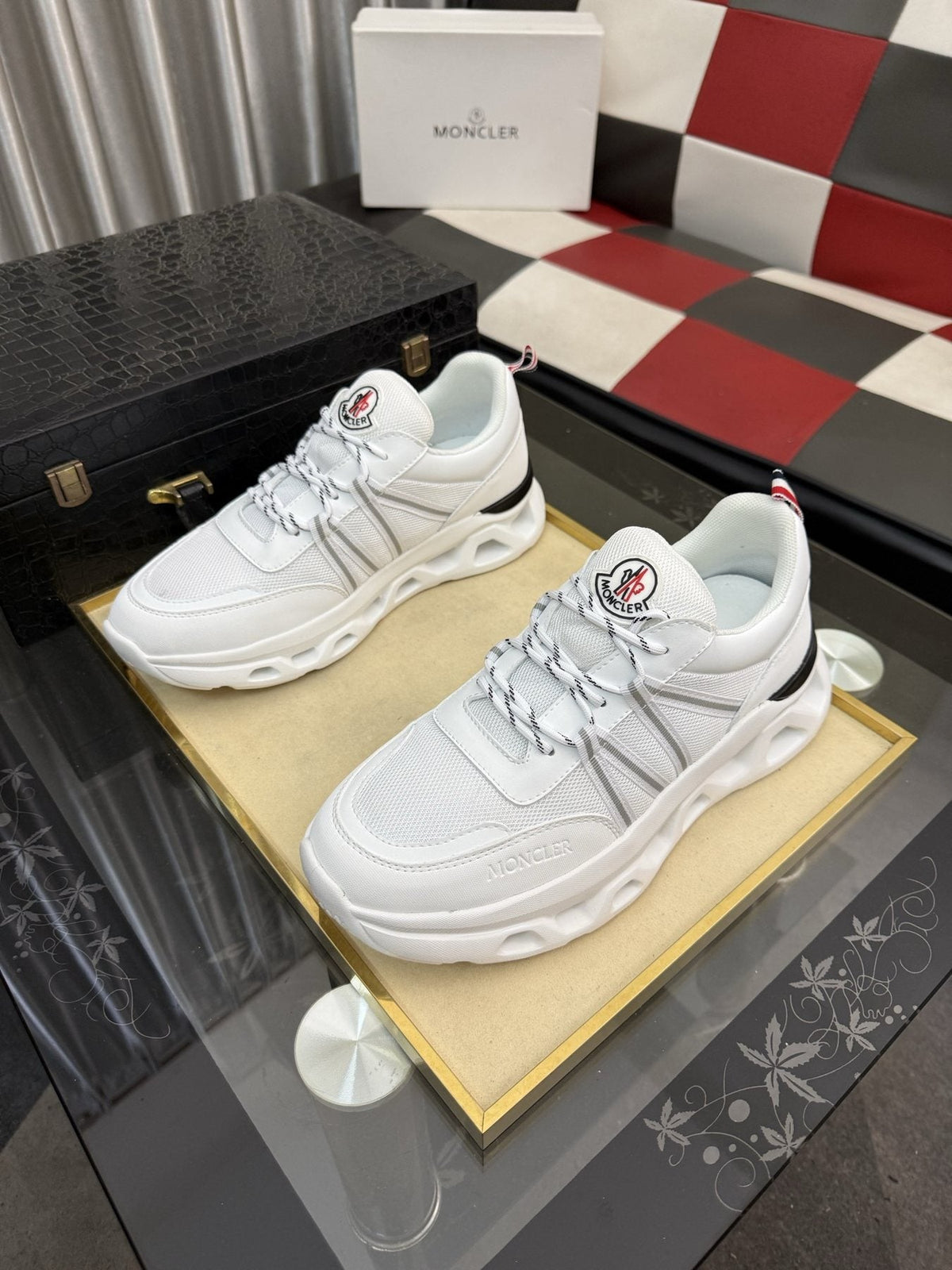 Moncler Sculpted-Sole Lace-Up Sneakers — front