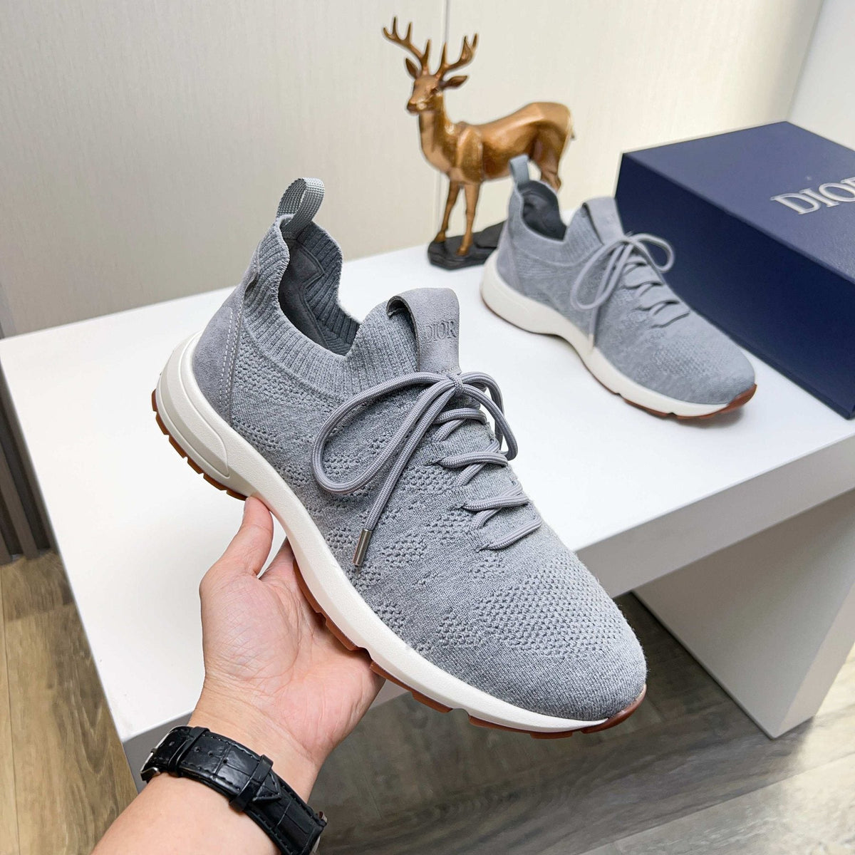 Dior Knit Lace-Up Sneakers — model