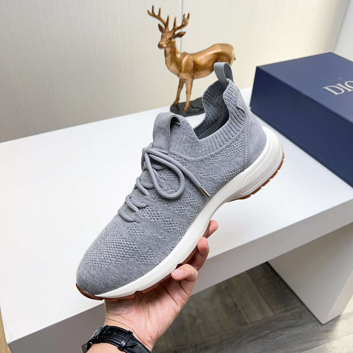 Dior Knit Lace-Up Sneakers — side