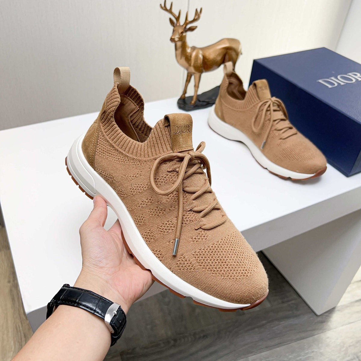 Dior Knit Lace-Up Sneakers — side
