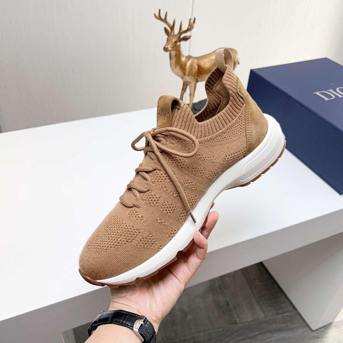 Dior Knit Lace-Up Sneakers — side