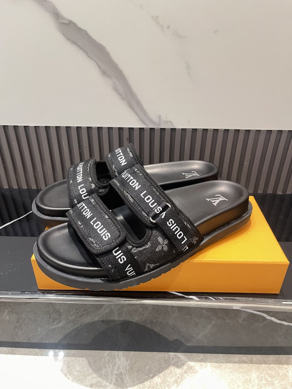 Louis Vuitton Monogram Double-Strap Slide Sandals — front