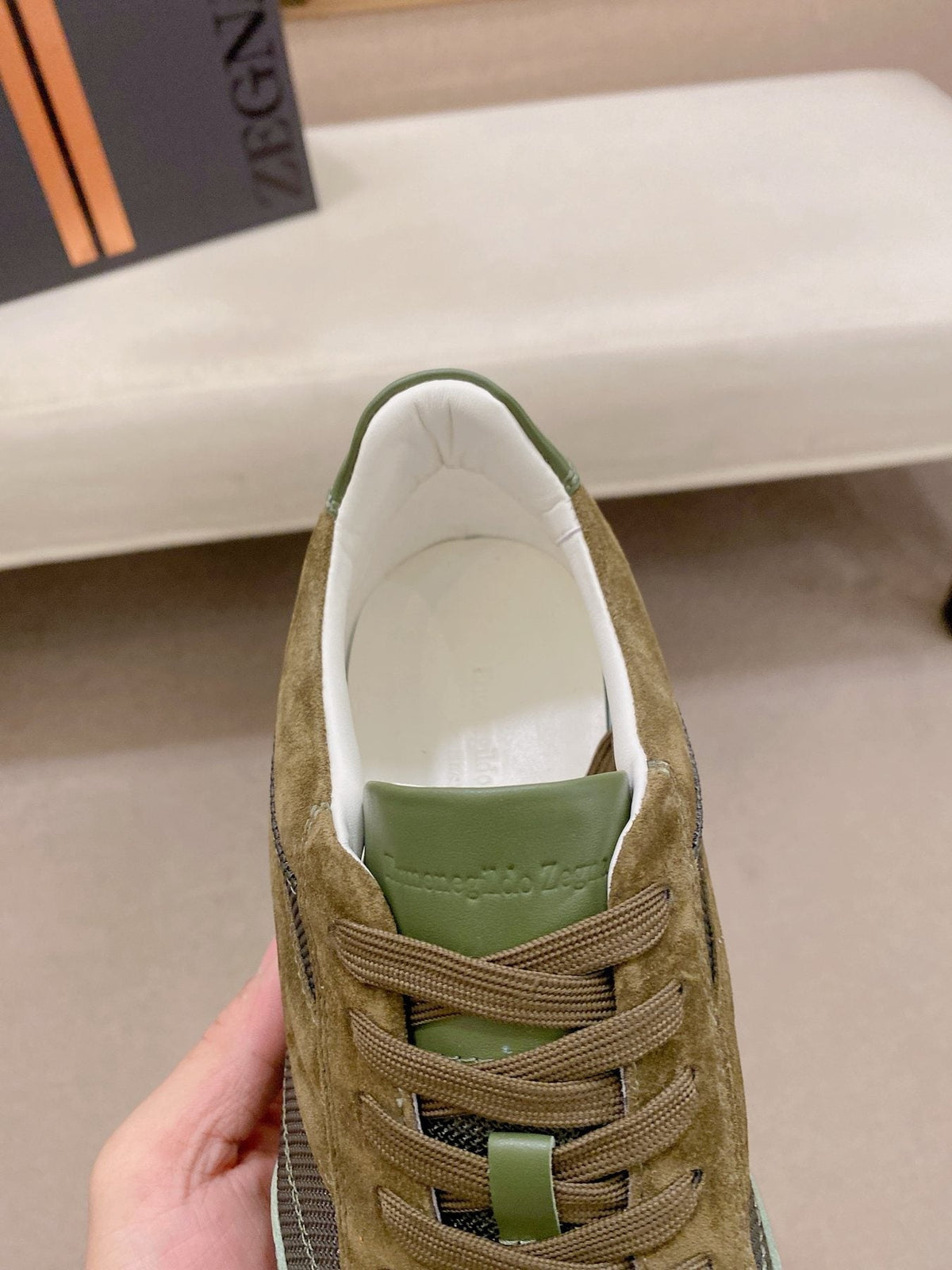 Zegna Leather and Suede Low-Top Sneakers — back