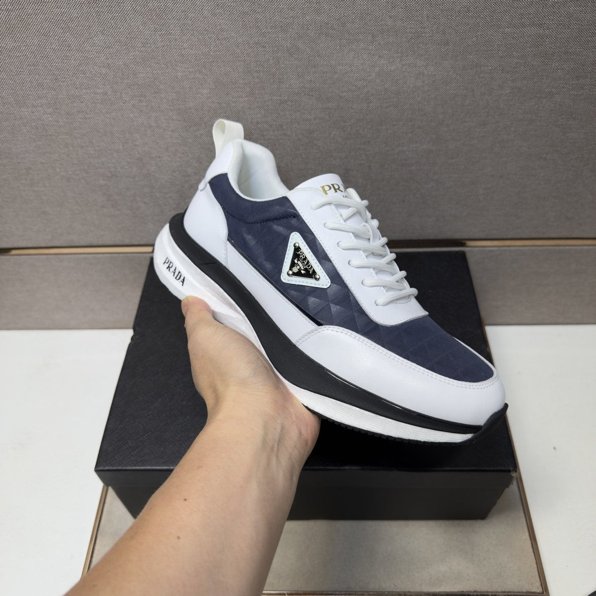 Prada Quilted Panel Sneakers — model