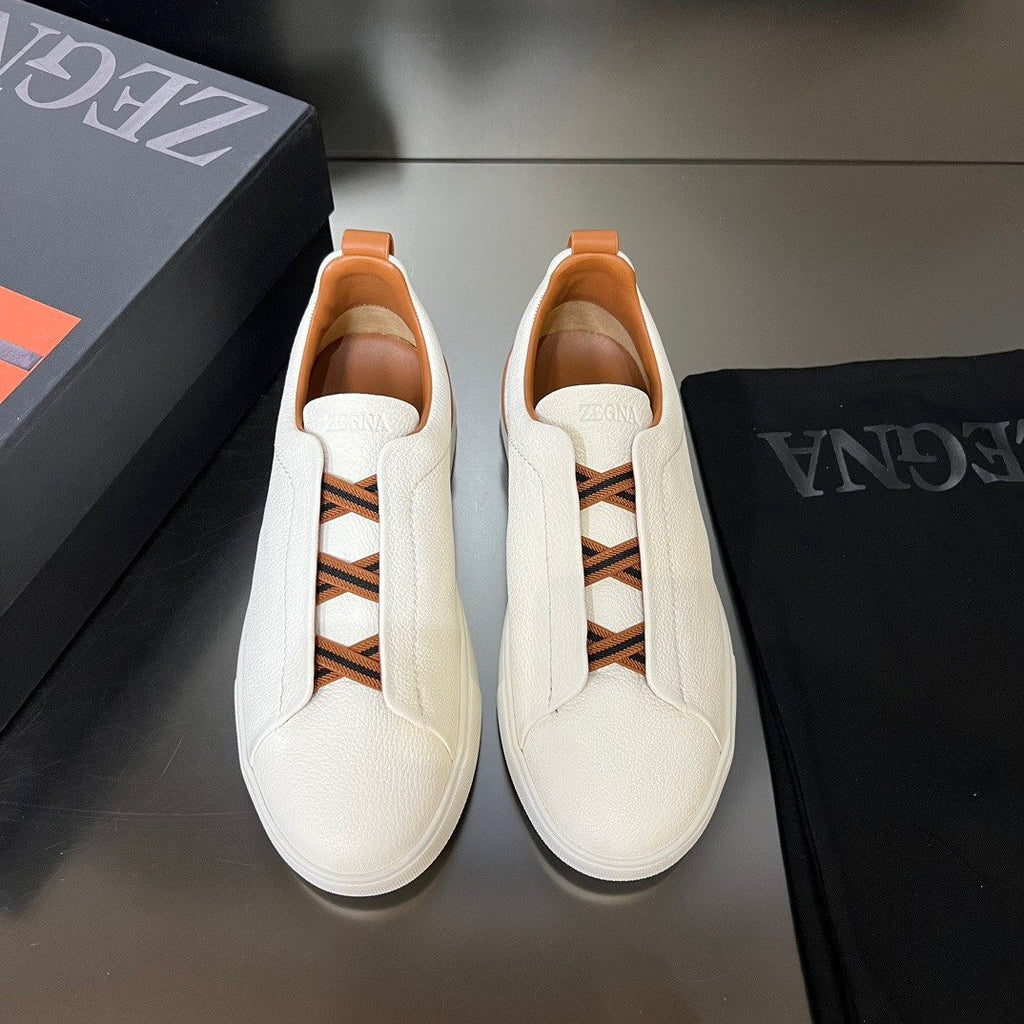 Zegna White Slip-On Sneakers — front