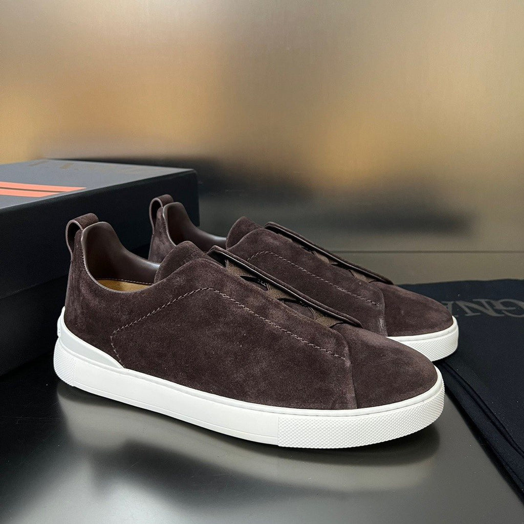 Zegna White Slip-On Sneakers — side
