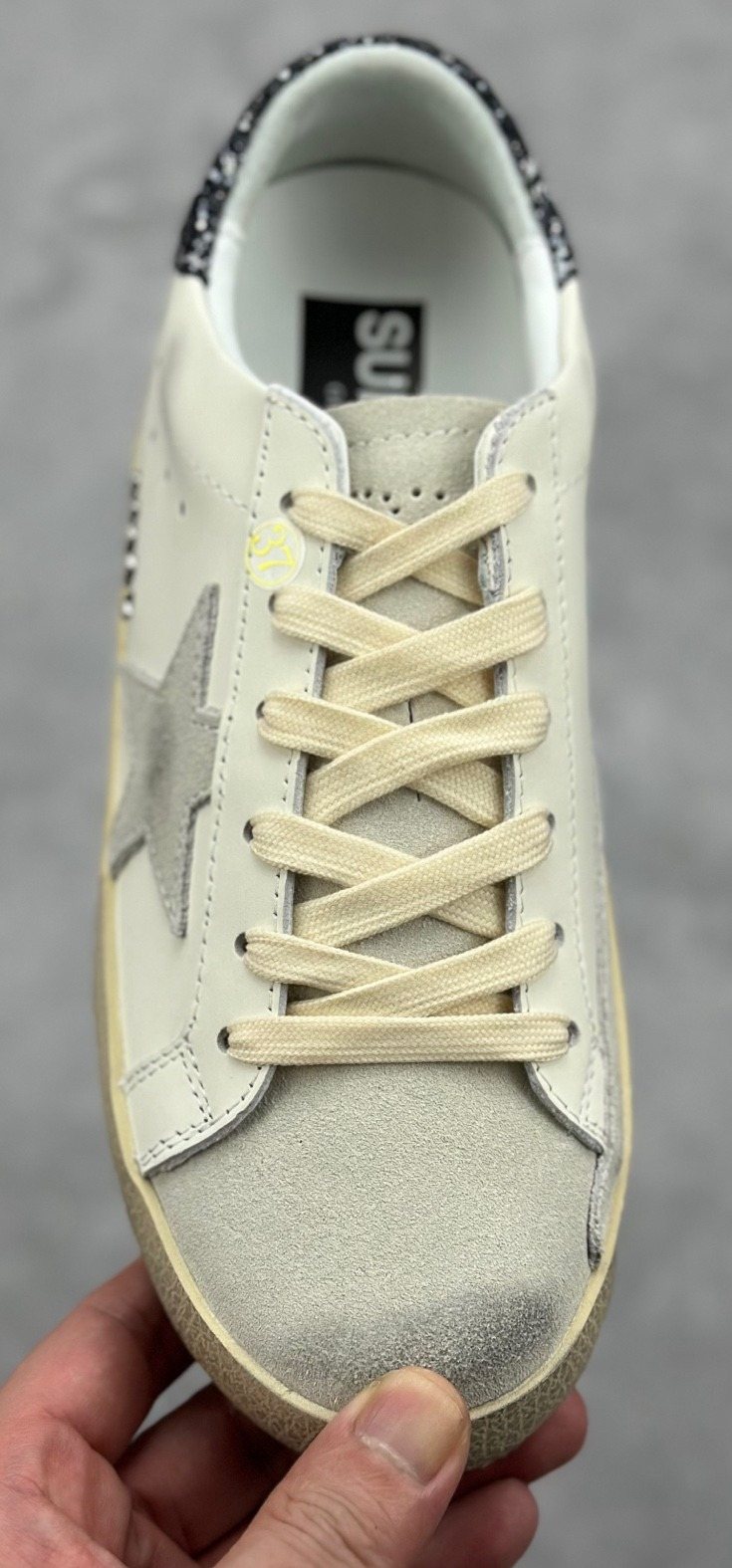 Golden Goose Cream Gray Star Sneakers — hero