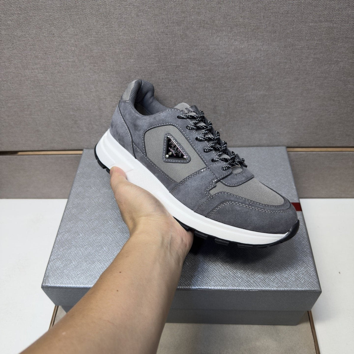 Prada Men's Paneled Low-Top Sneakers — model