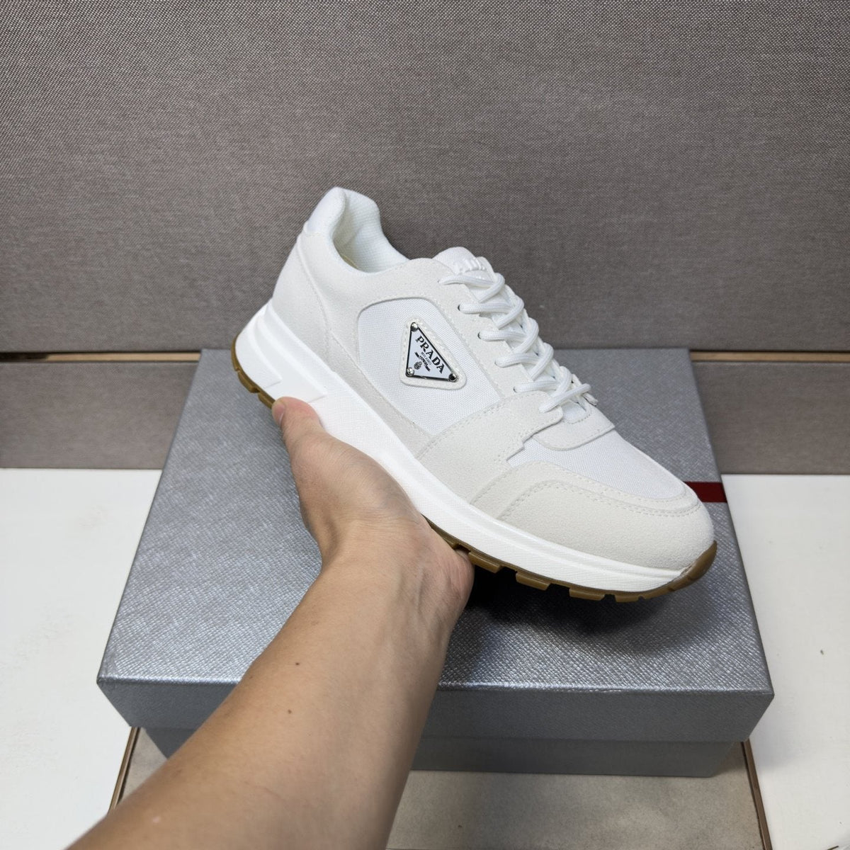Prada Men's Paneled Low-Top Sneakers — model