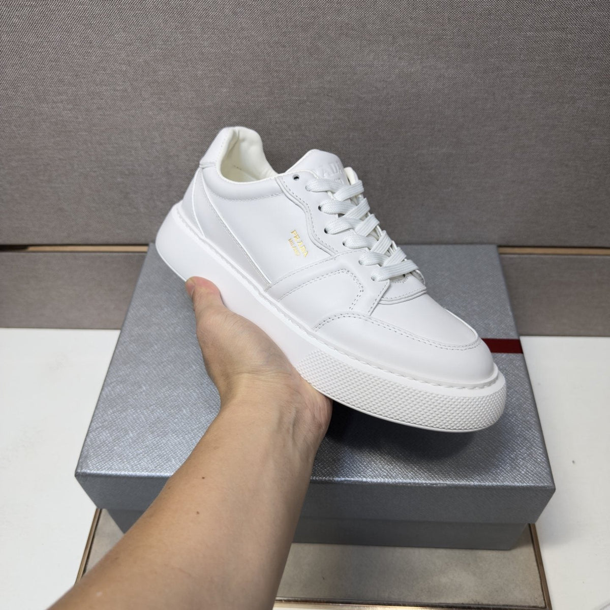 Prada Men's Paneled Low-Top Sneakers — model