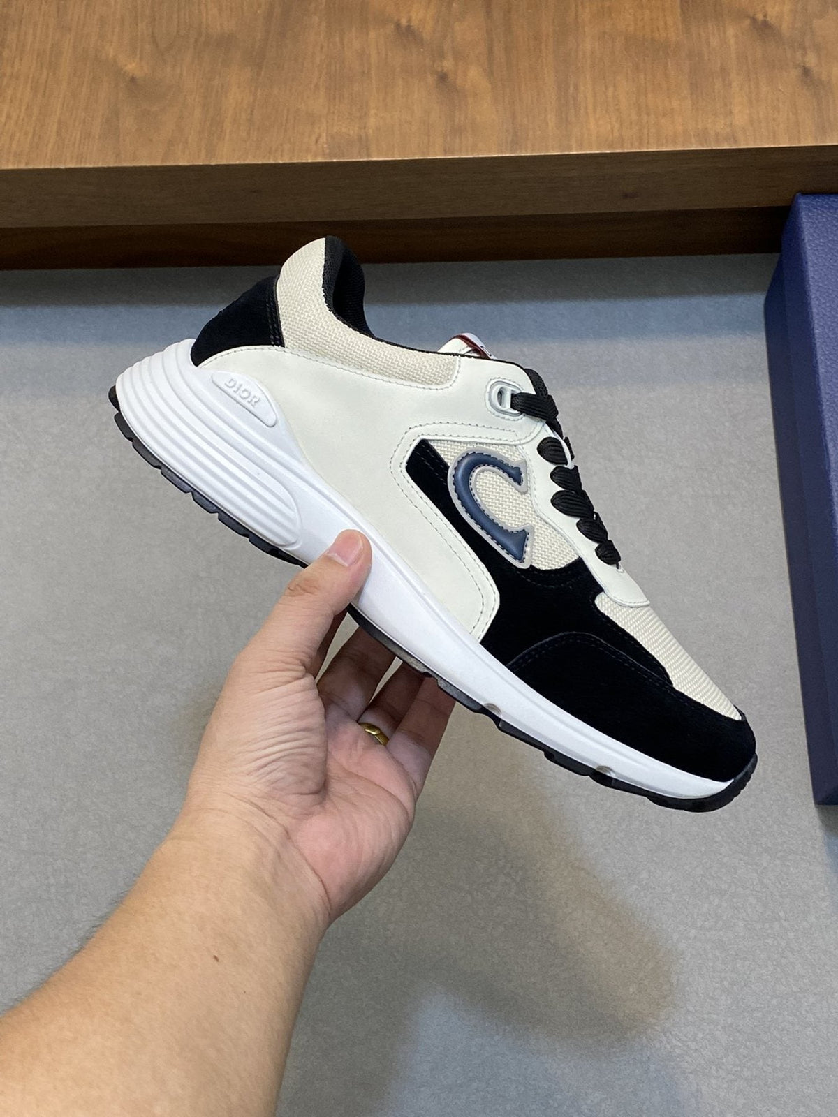 Dior Blue Accent Low-Top Sneakers — model