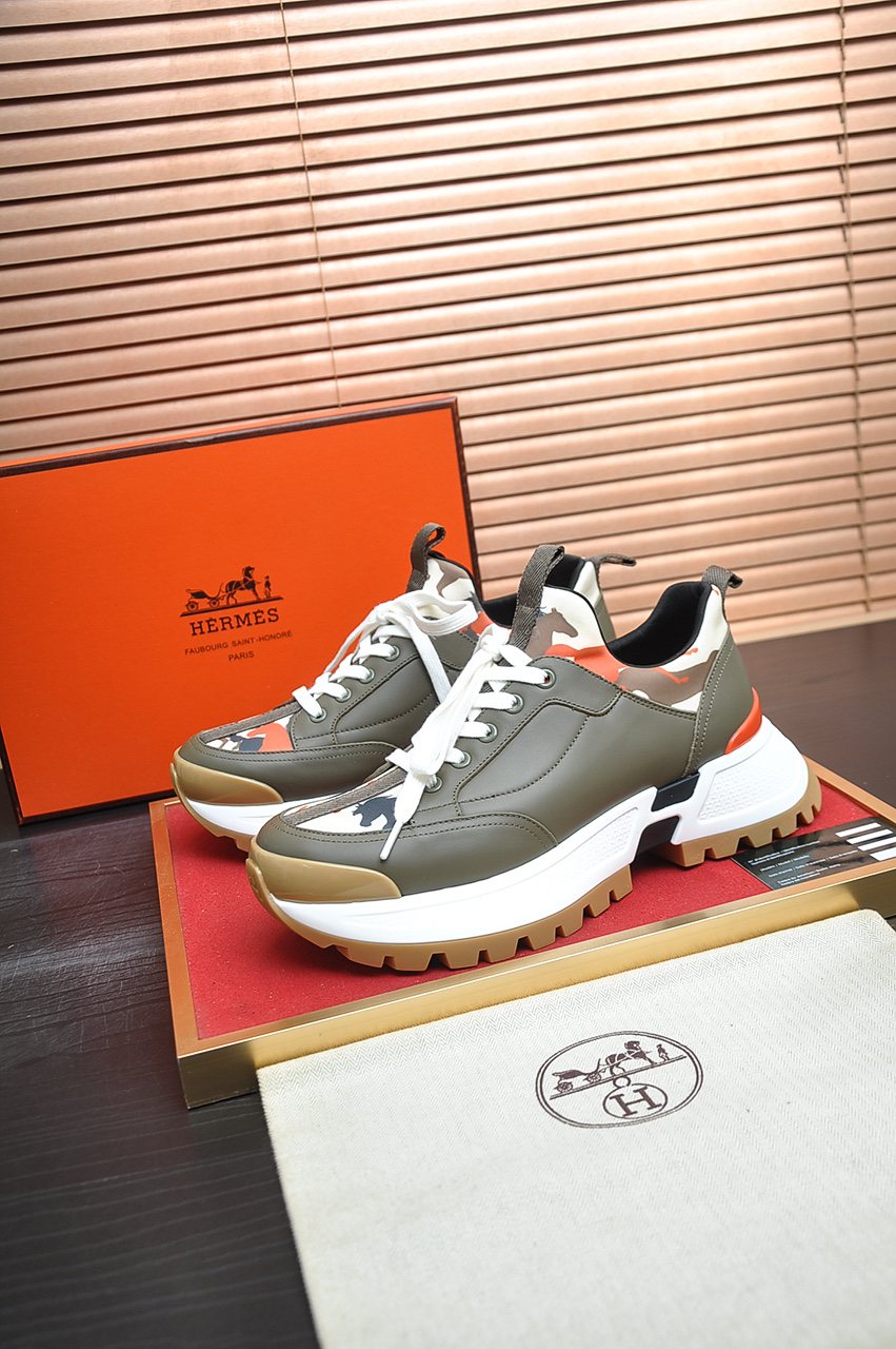 Hermès Paneled Chunky Sneakers — front