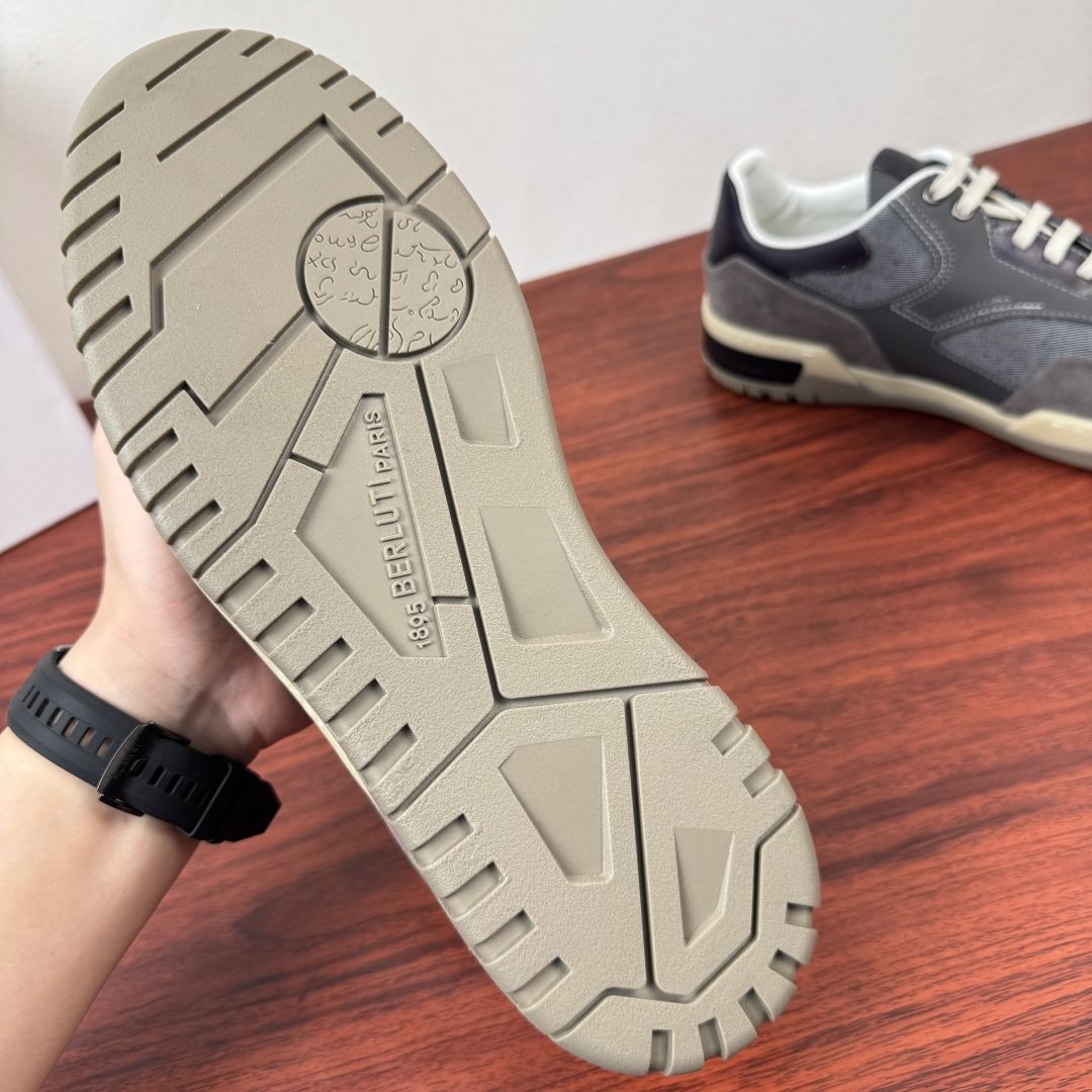 Berluti Paneled Low-Top Sneakers — side