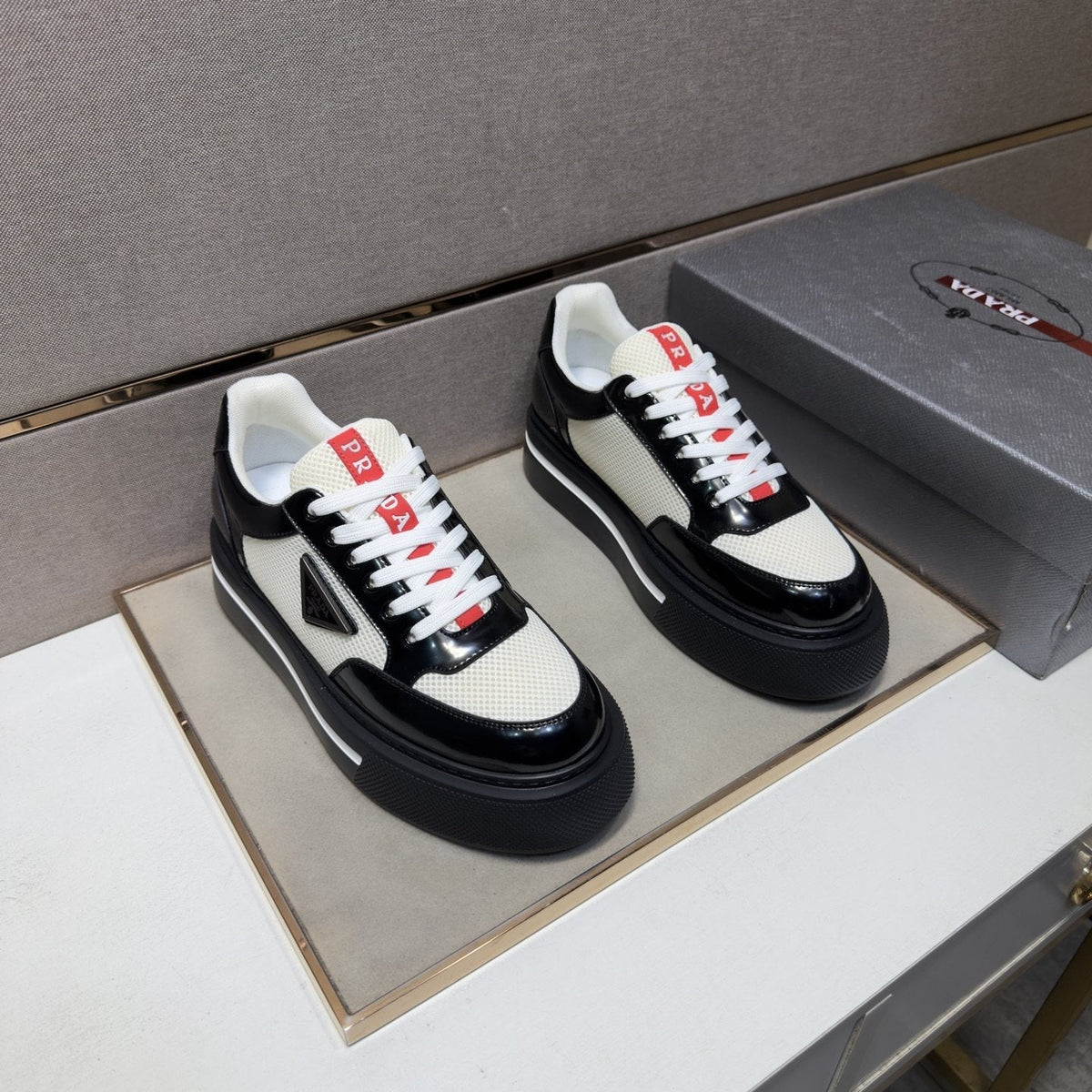 Prada Contrast Panel Low-Top Sneakers — front
