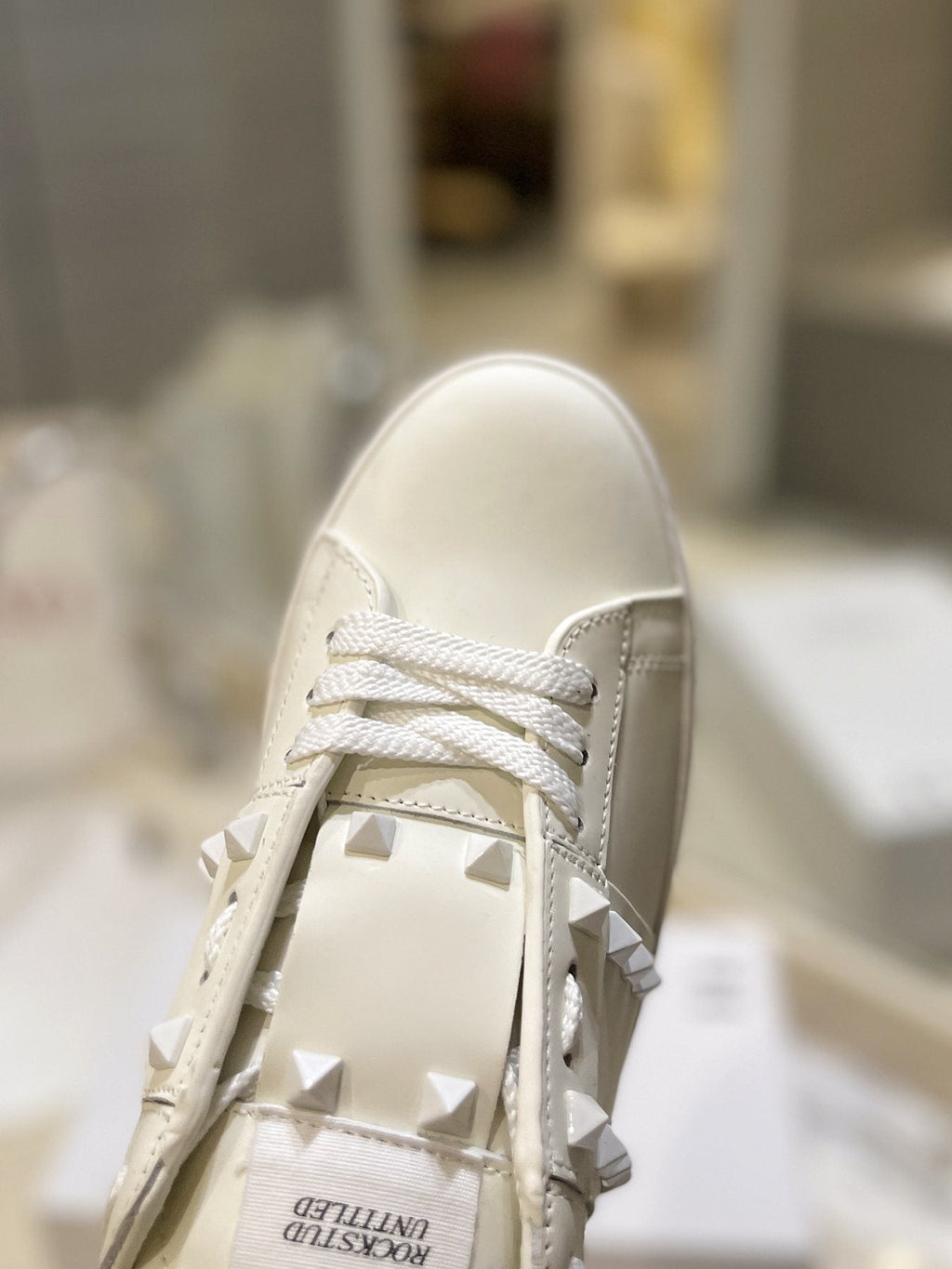 Valentino White Silver Studded Low-Top Sneakers — detail
