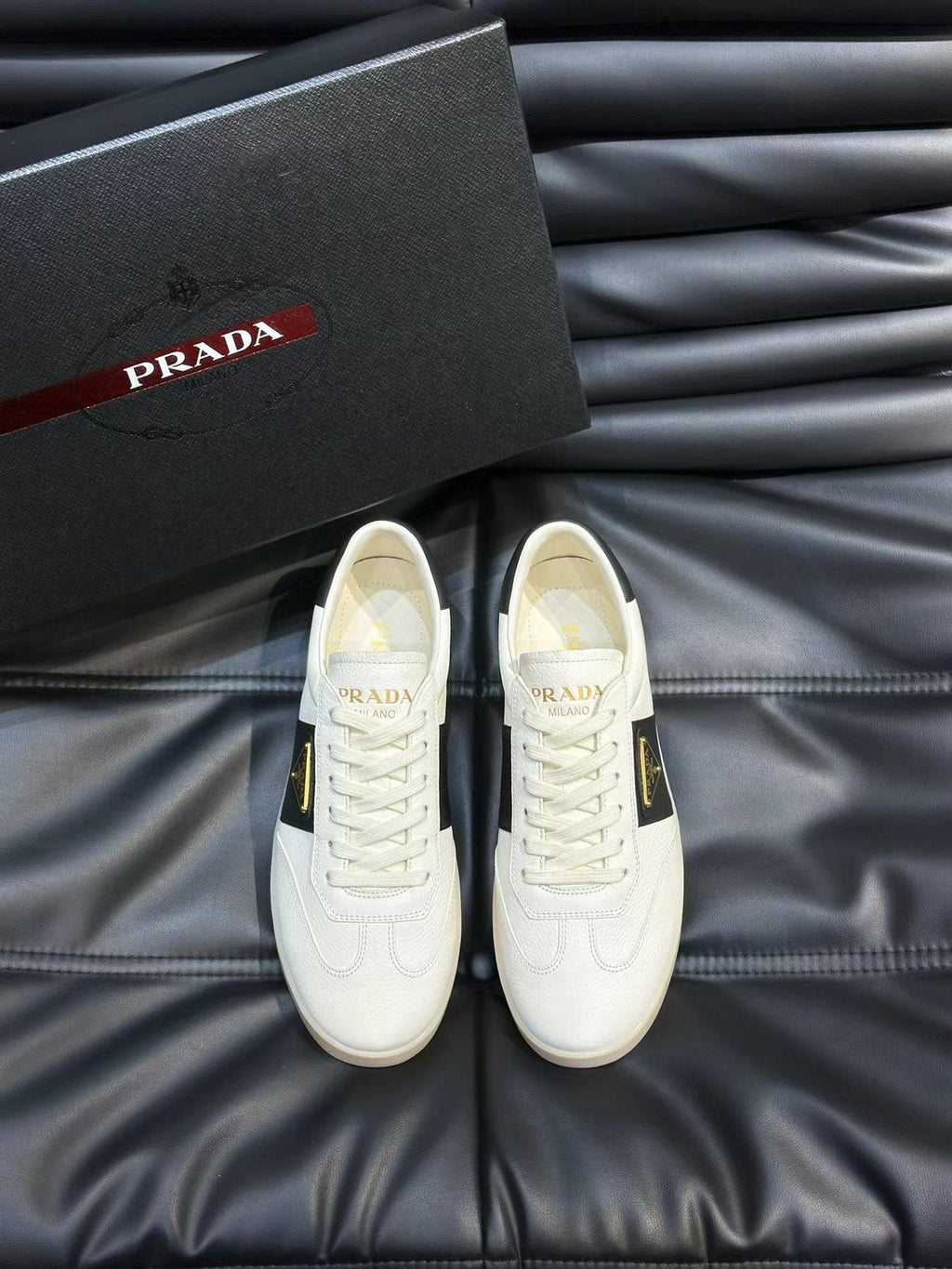 Prada Contrast-Accent Low-Top Sneakers — front