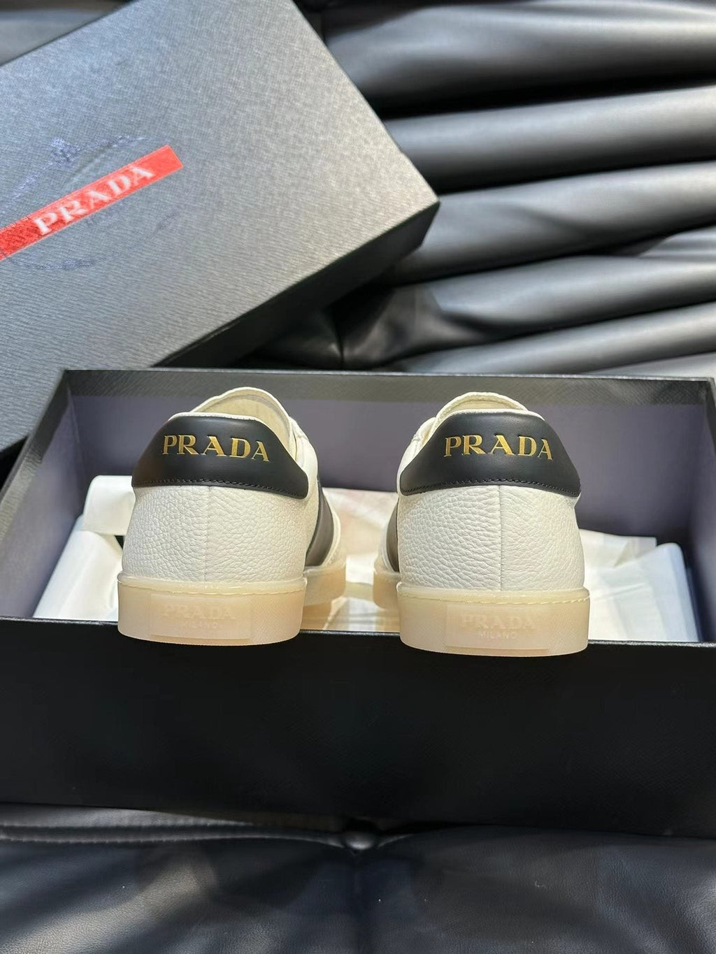 Prada Contrast-Accent Low-Top Sneakers — back