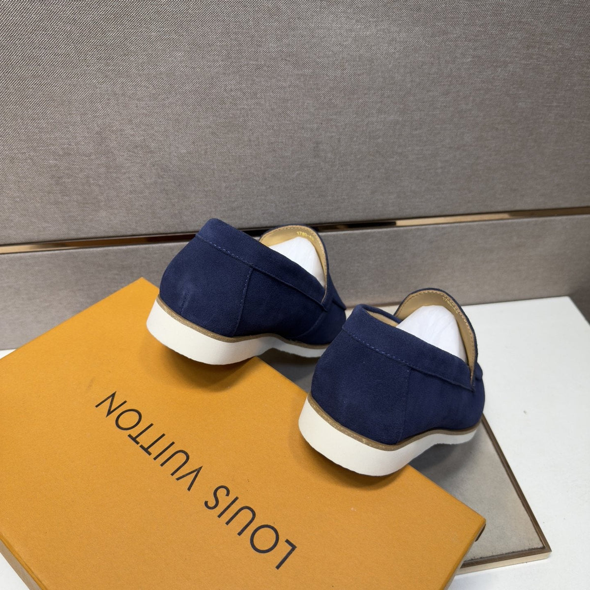 Louis Vuitton Men’s Textured Slip-On Loafers — back