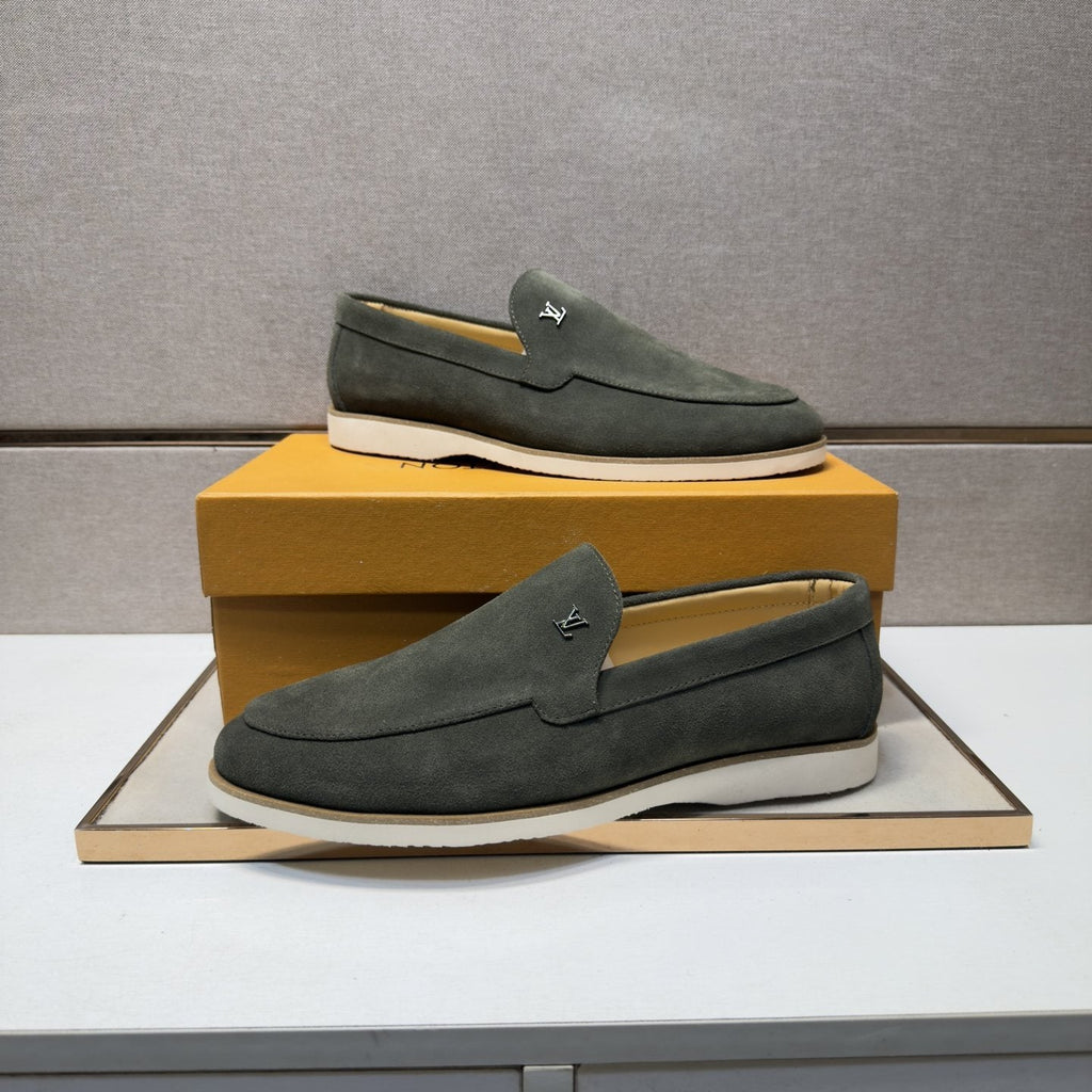Louis Vuitton Men’s Textured Slip-On Loafers — model