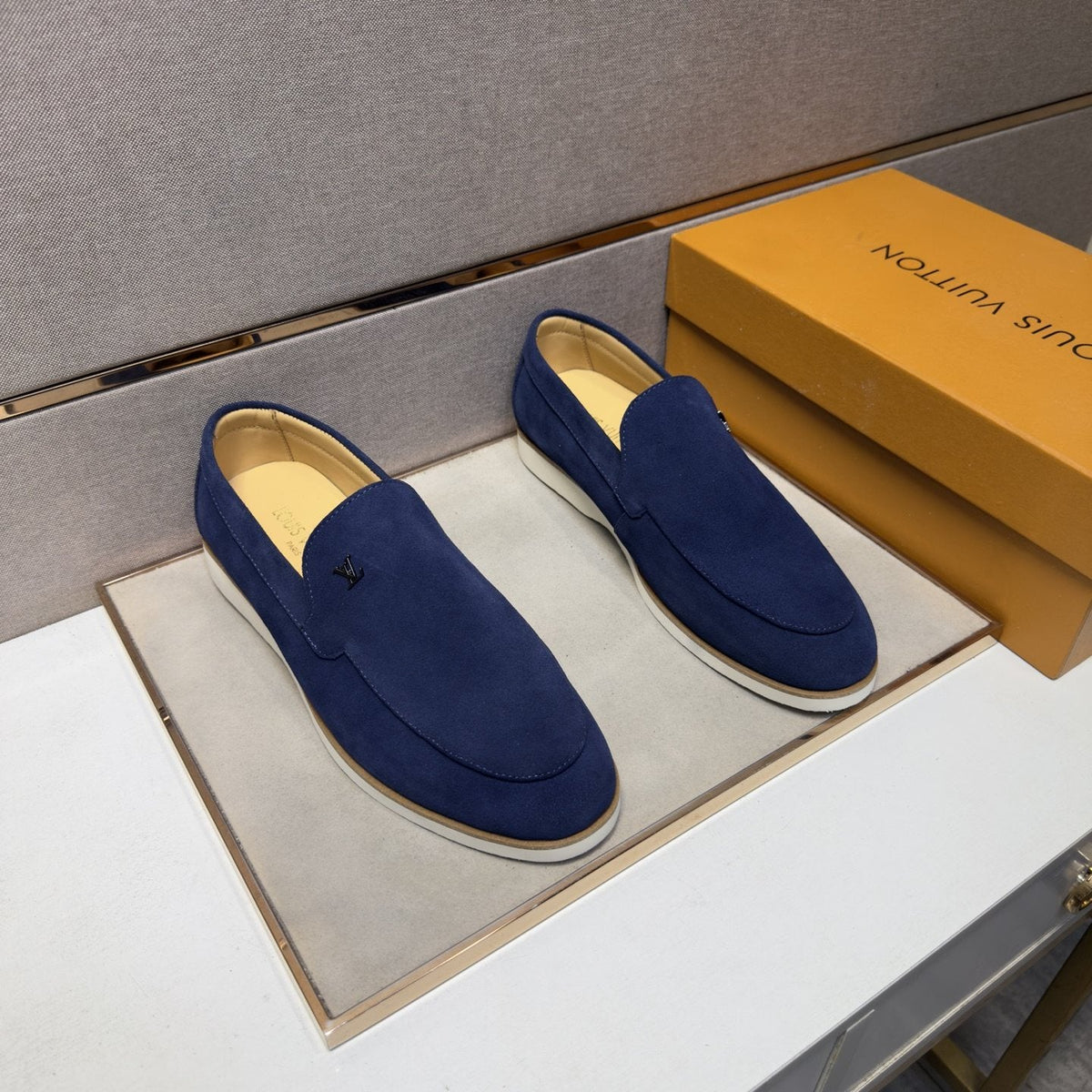 Louis Vuitton Men’s Textured Slip-On Loafers — front