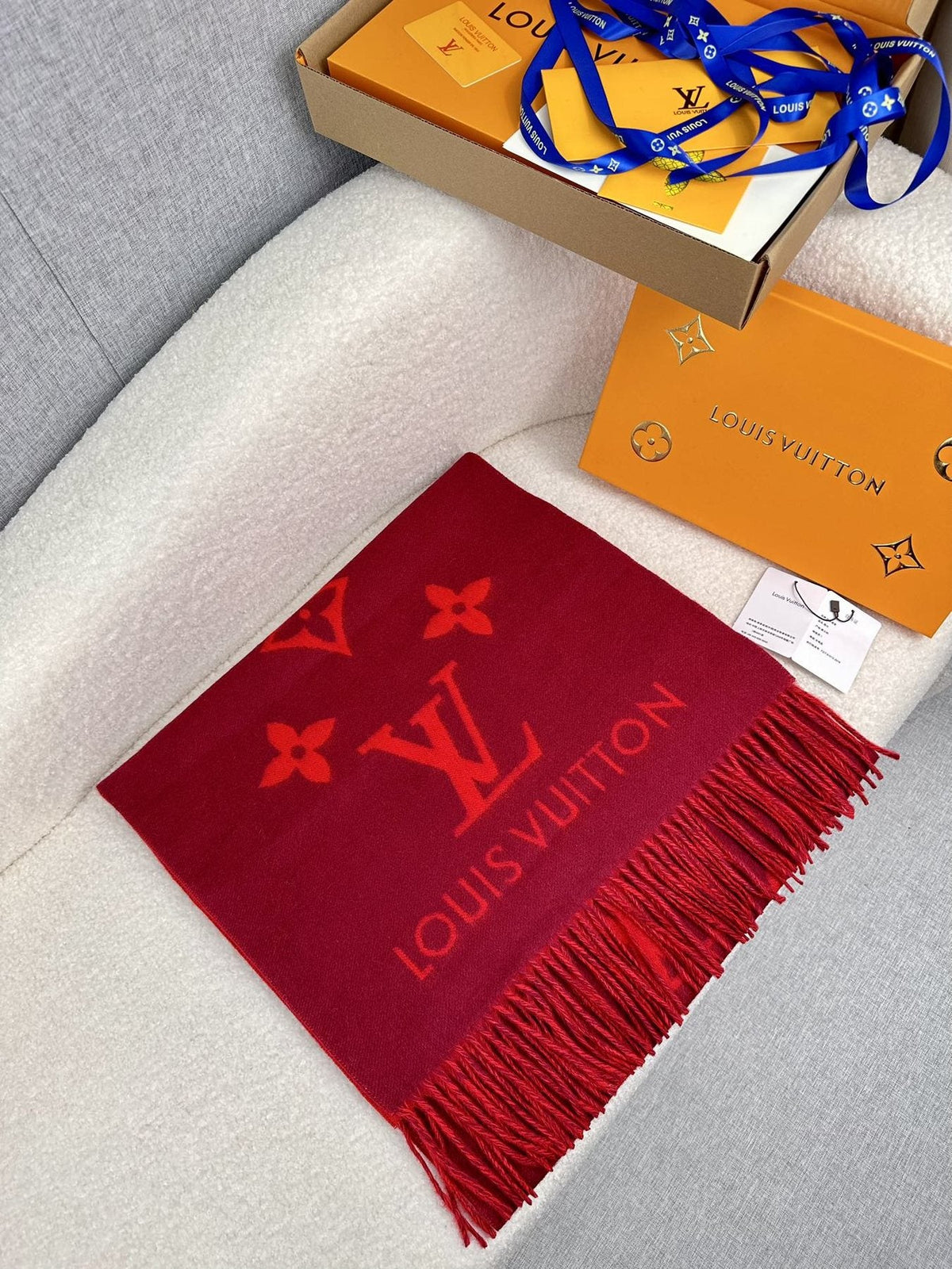 Louis Vuitton Reversible Monogram Fringe Scarf — front