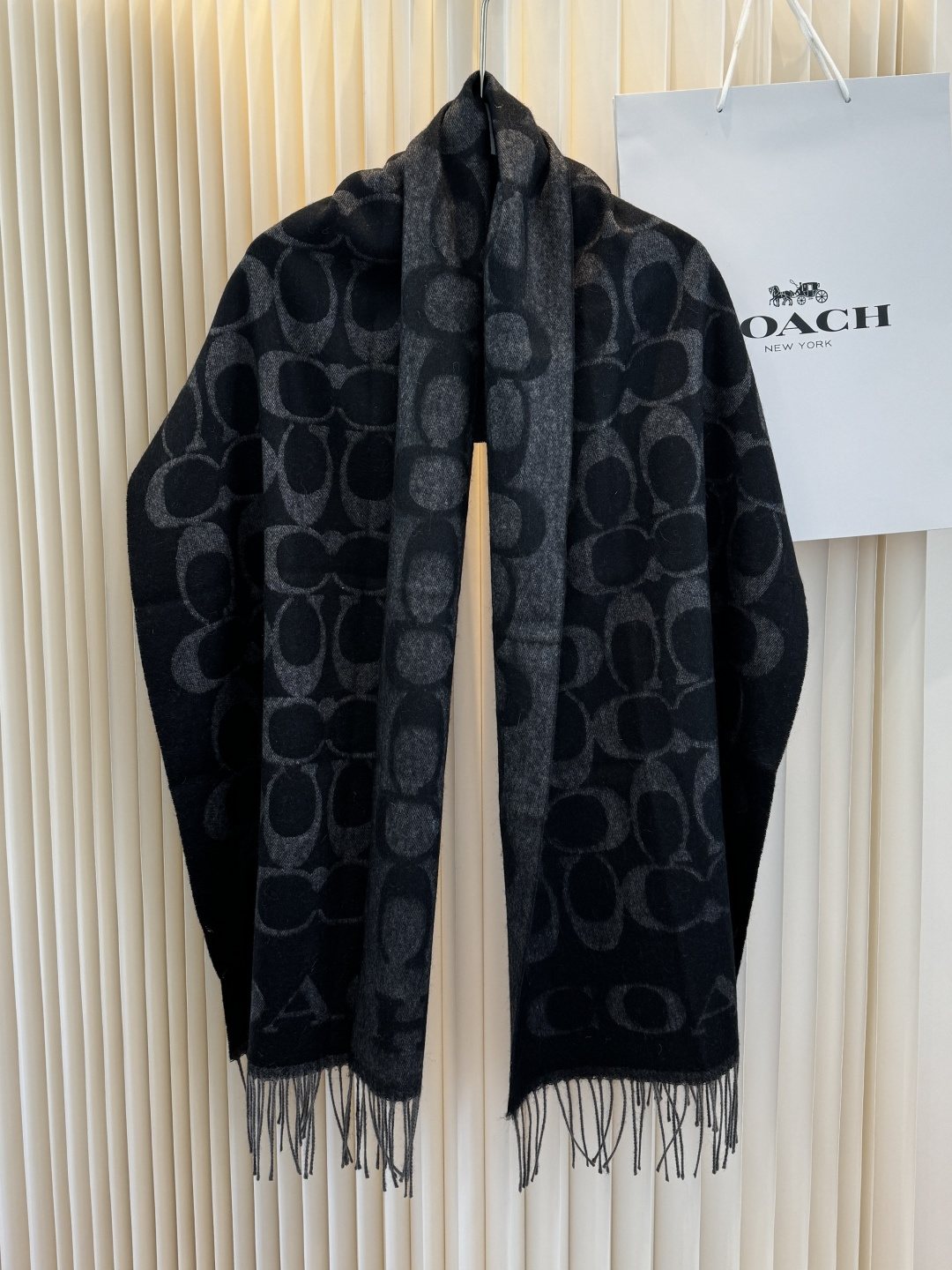 Coach Fringed Monogram Scarf — front