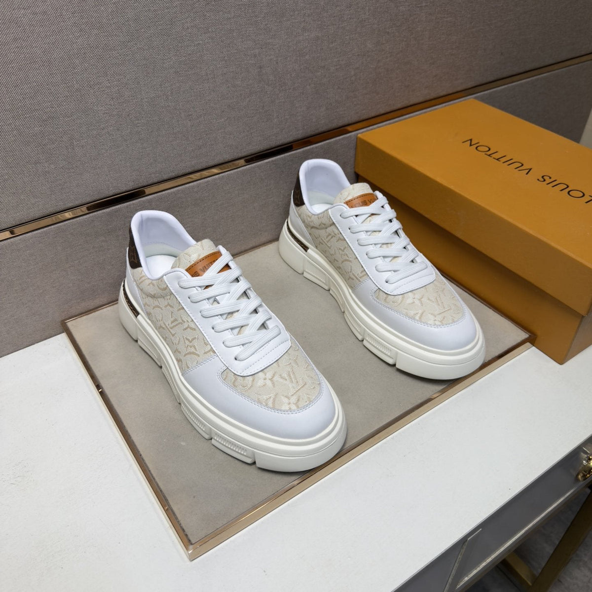 Louis Vuitton Monogram Panel Low-Top Sneakers — front