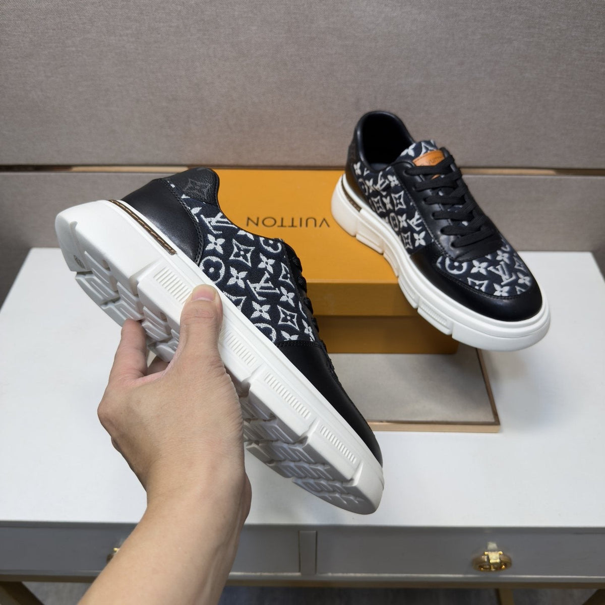 Louis Vuitton Monogram Panel Low-Top Sneakers — front