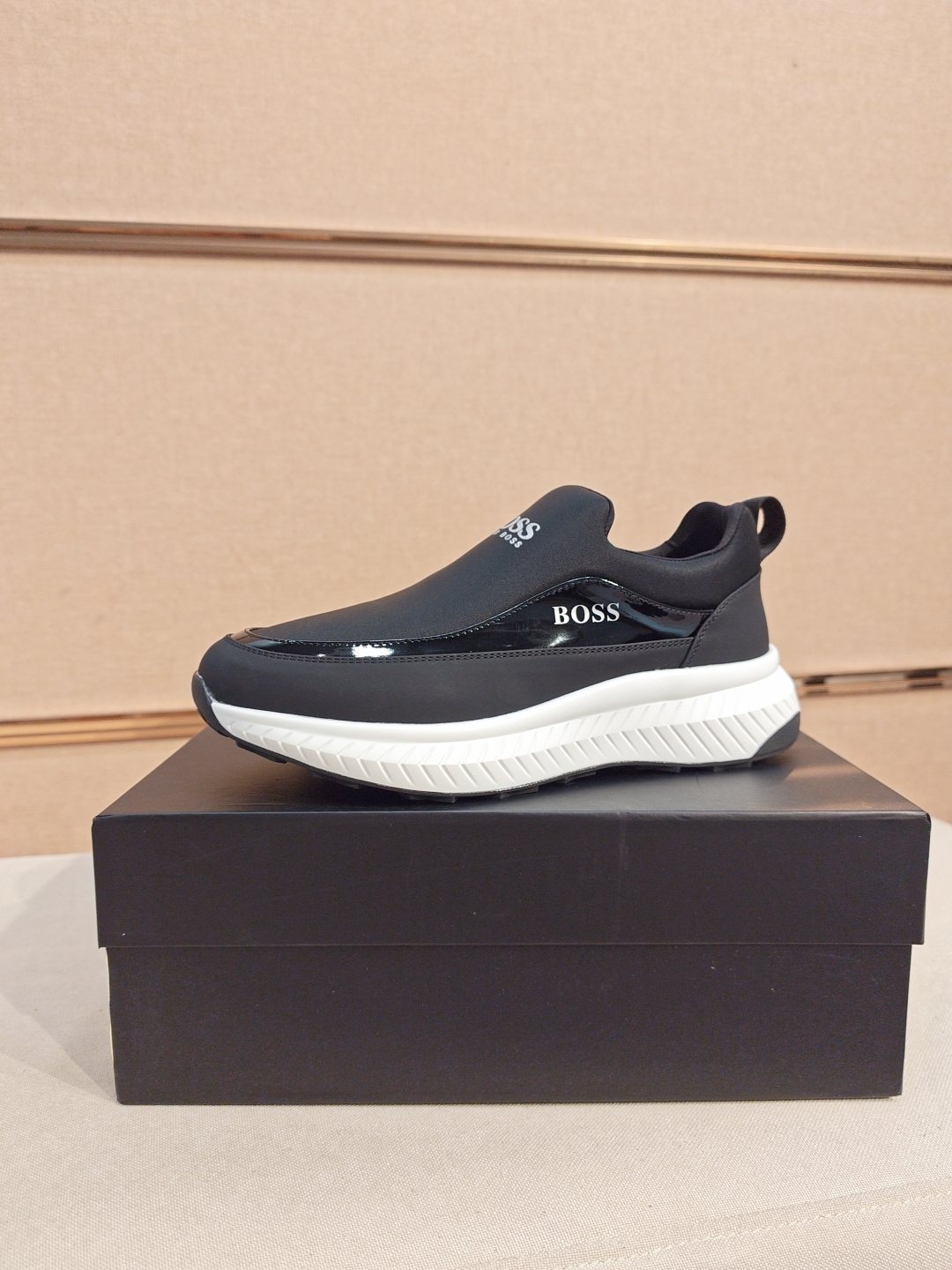 BOSS Contrast-Panel Slip-On Sneakers — front