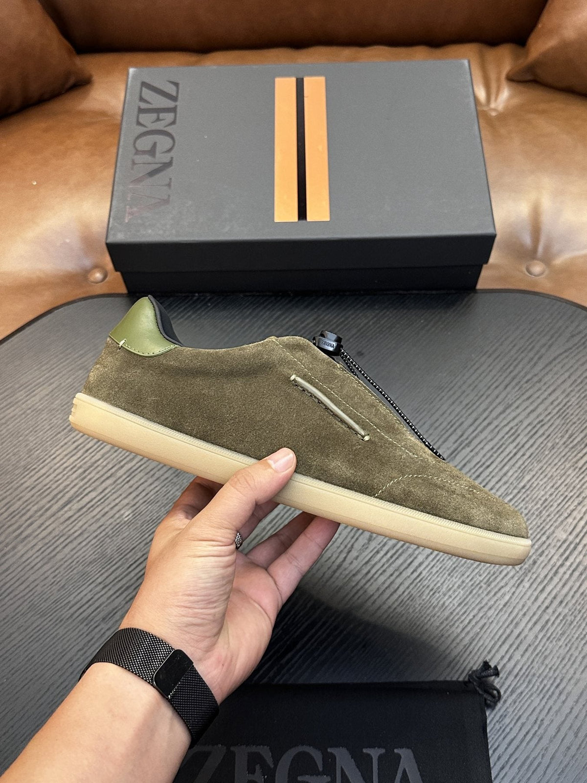 Zegna Triple Stitch Low-Top Sneakers — side