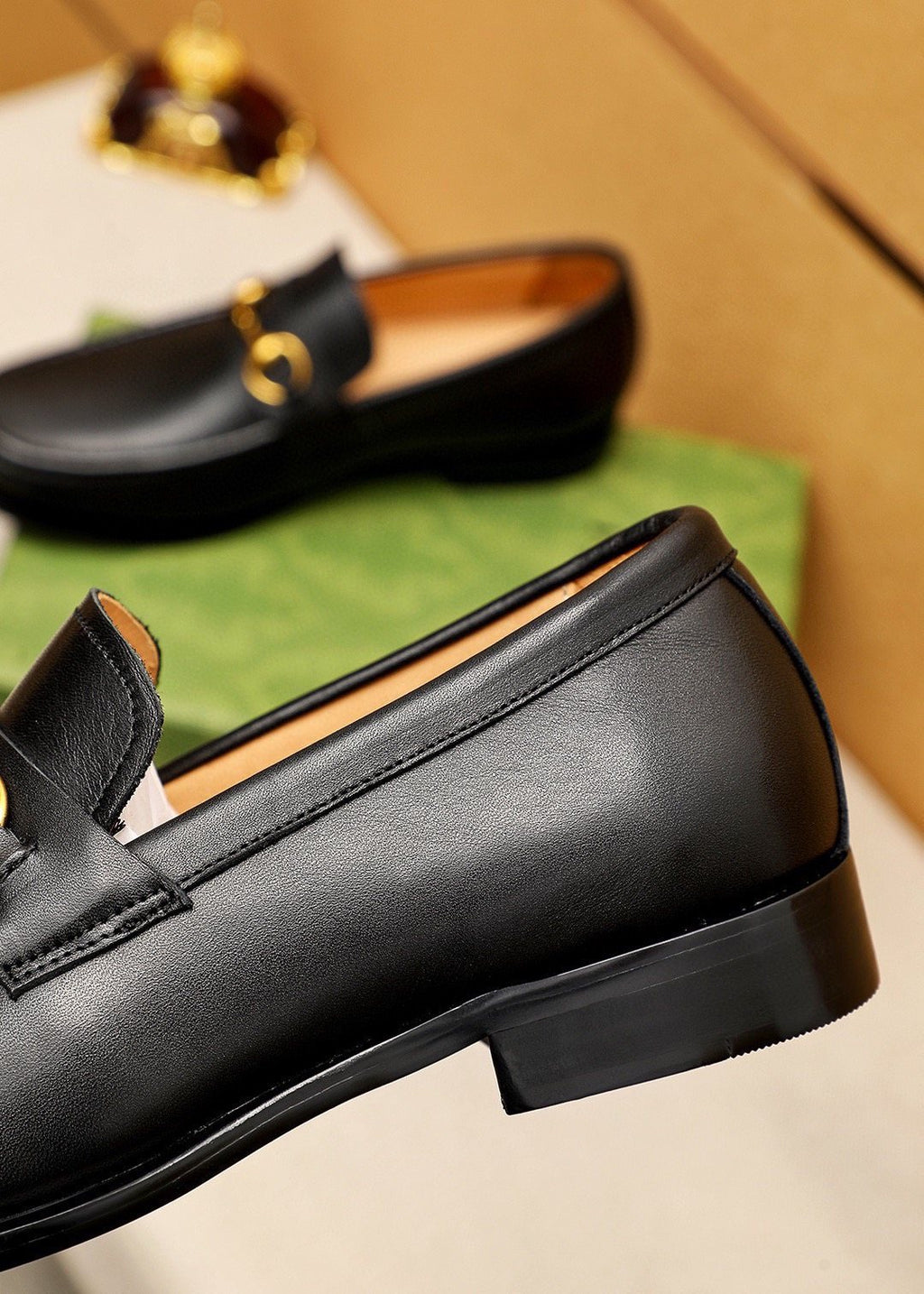 GUCCI Leather Horsebit Loafers — detail
