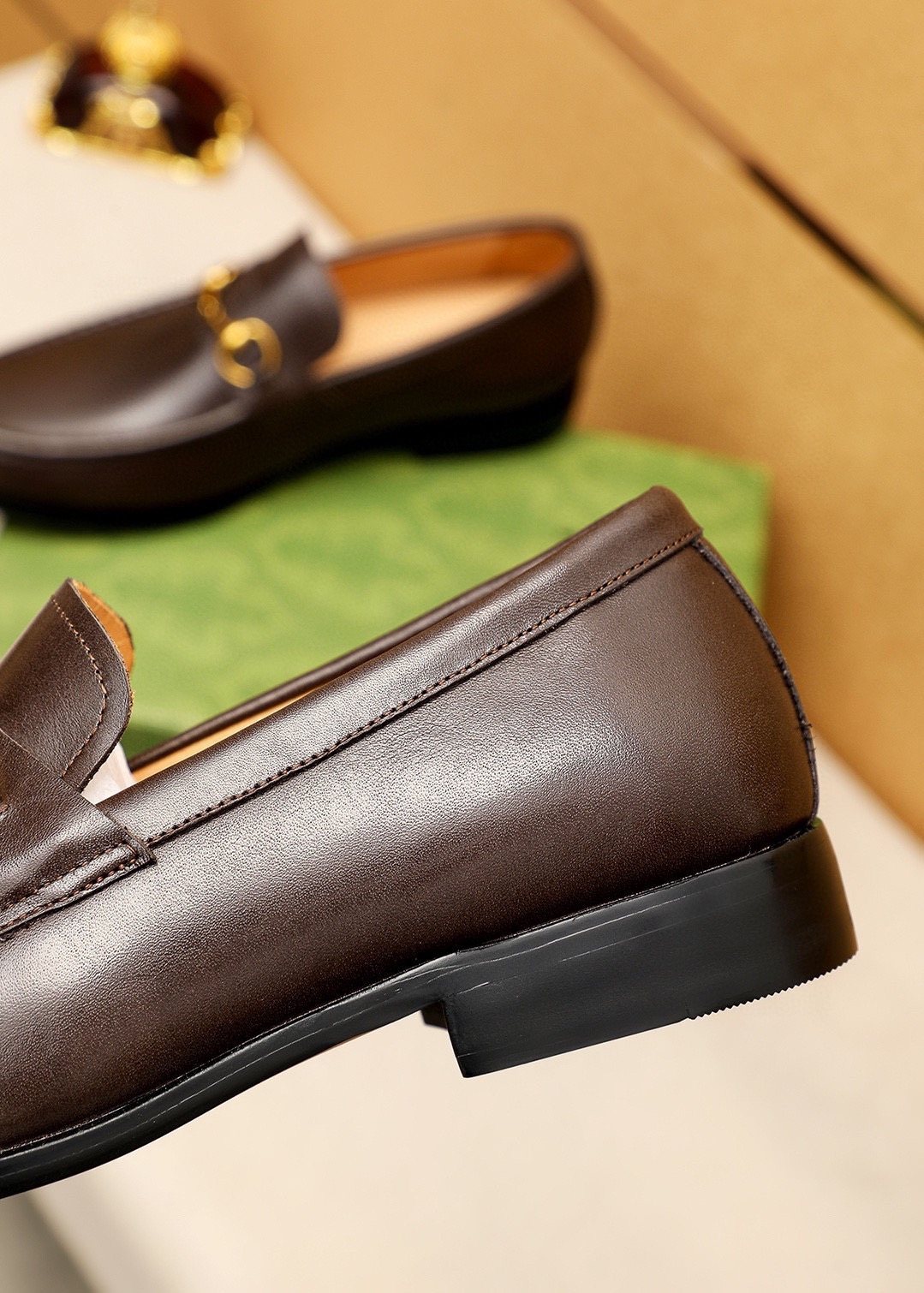 GUCCI Leather Horsebit Loafers — back