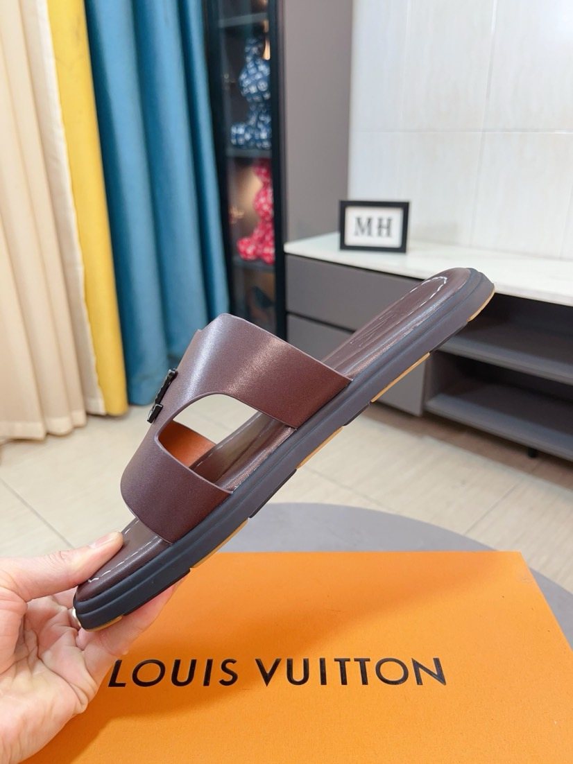 Louis Vuitton Interlaced Strap Slide Sandals — side