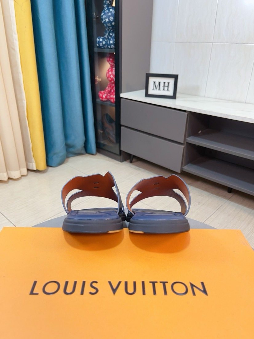 Louis Vuitton Interlaced Strap Slide Sandals — front