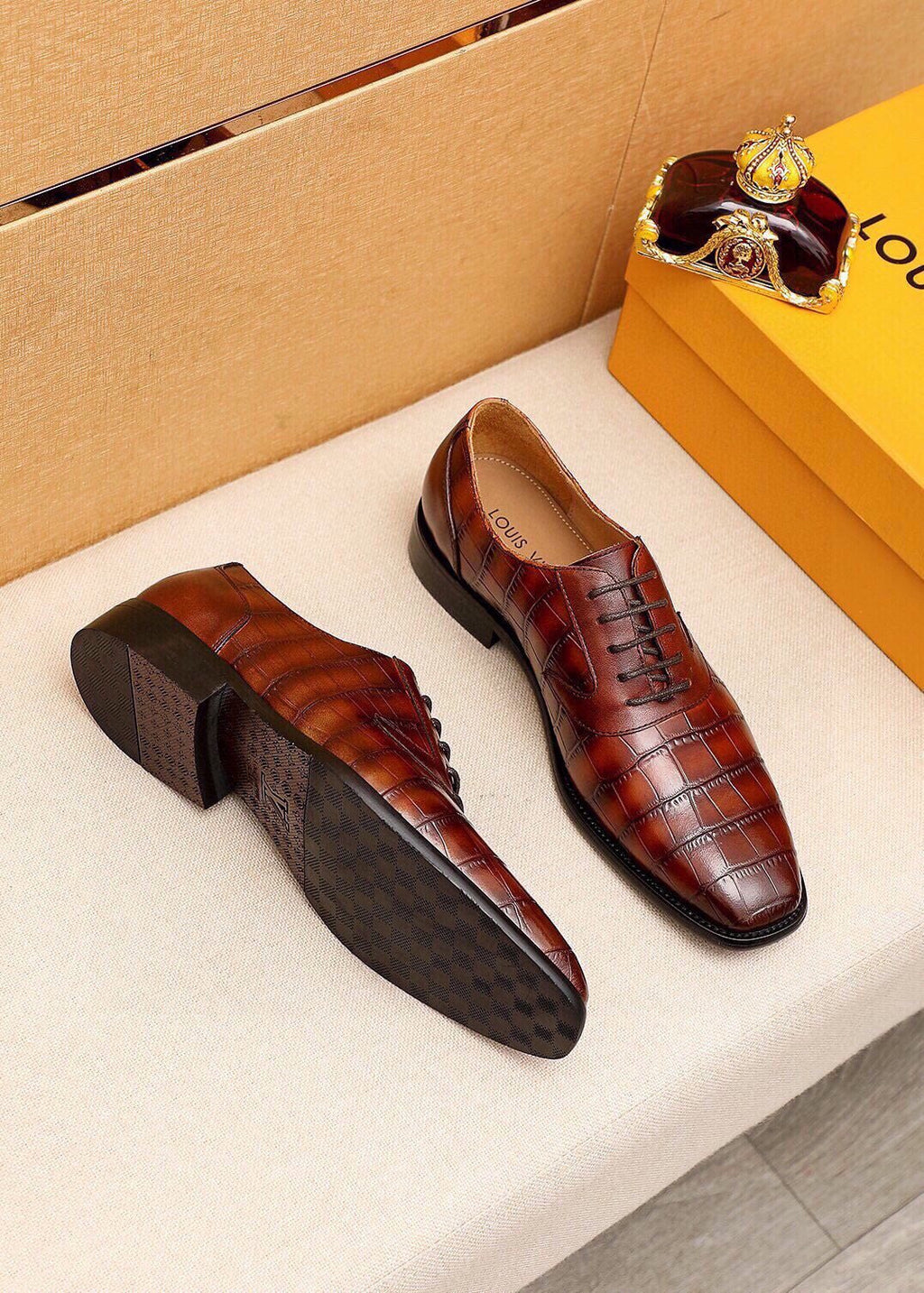 Louis Vuitton Embossed Lace-Up Dress Shoes — front