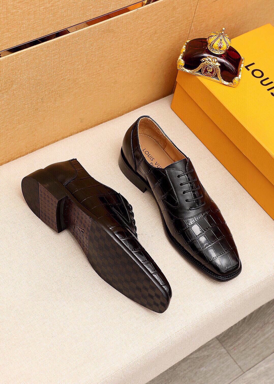 Louis Vuitton Embossed Lace-Up Dress Shoes — front