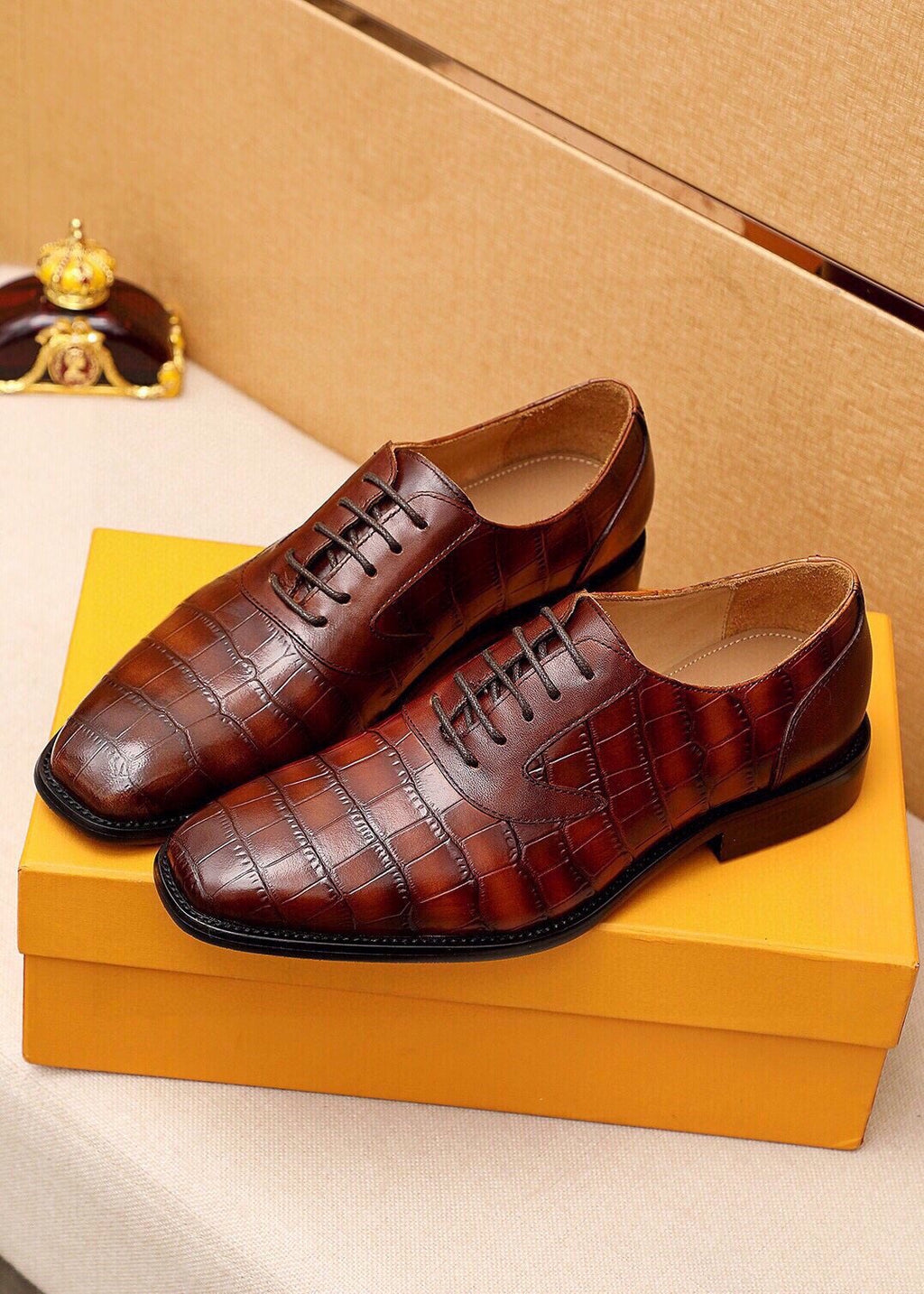 Louis Vuitton Embossed Lace-Up Dress Shoes — model