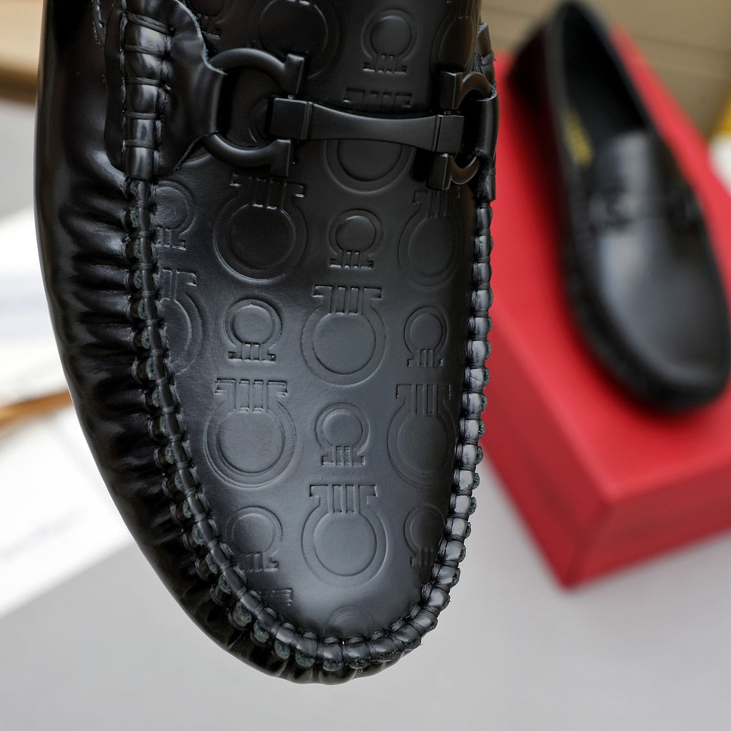 Ferragamo Metal-Bit Moc-Toe Loafers — detail
