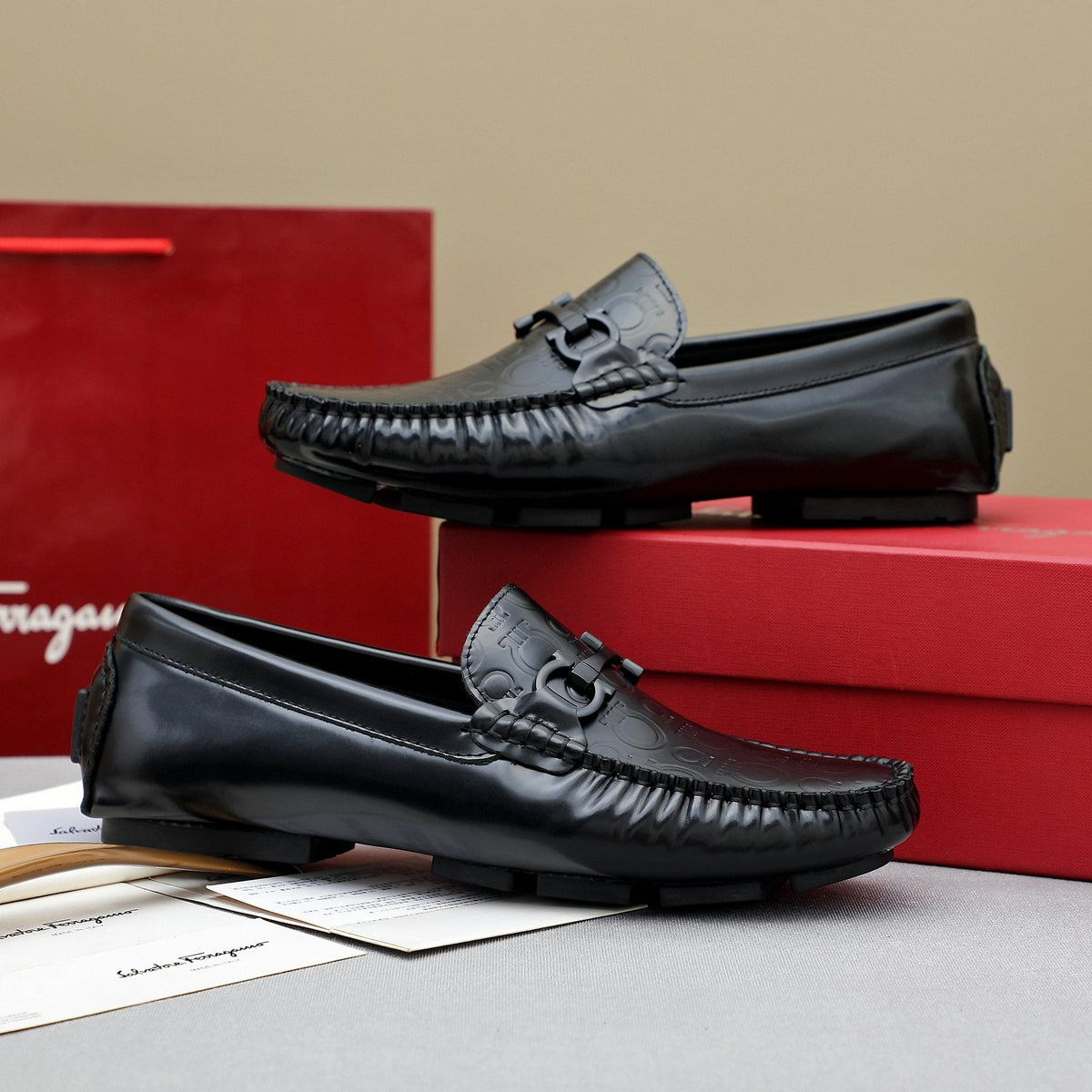 Ferragamo Metal-Bit Moc-Toe Loafers — front
