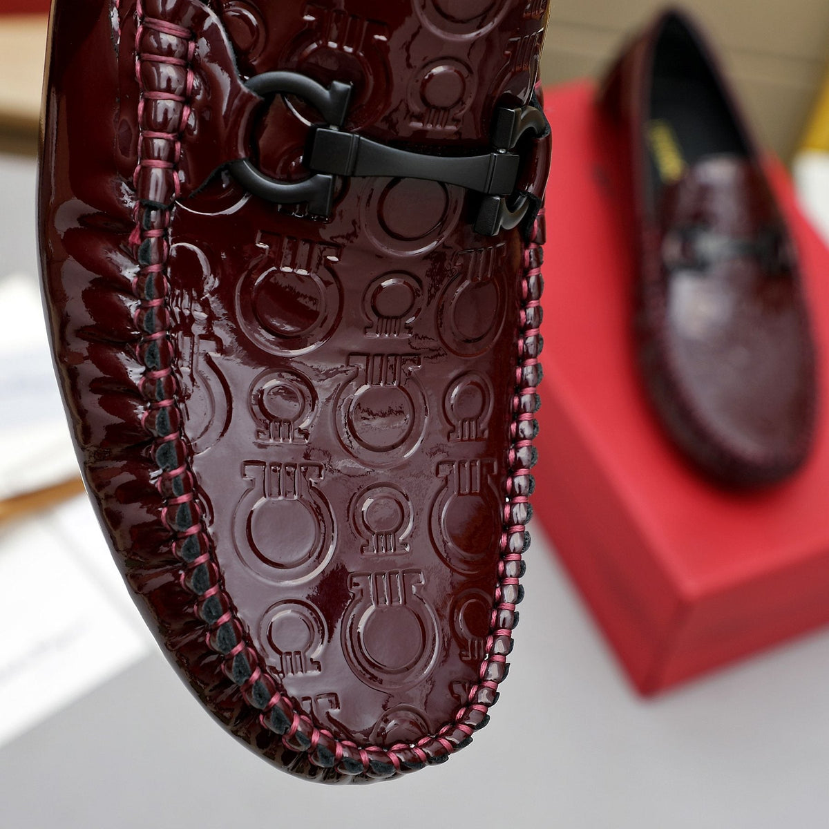 Ferragamo Metal-Bit Moc-Toe Loafers — detail