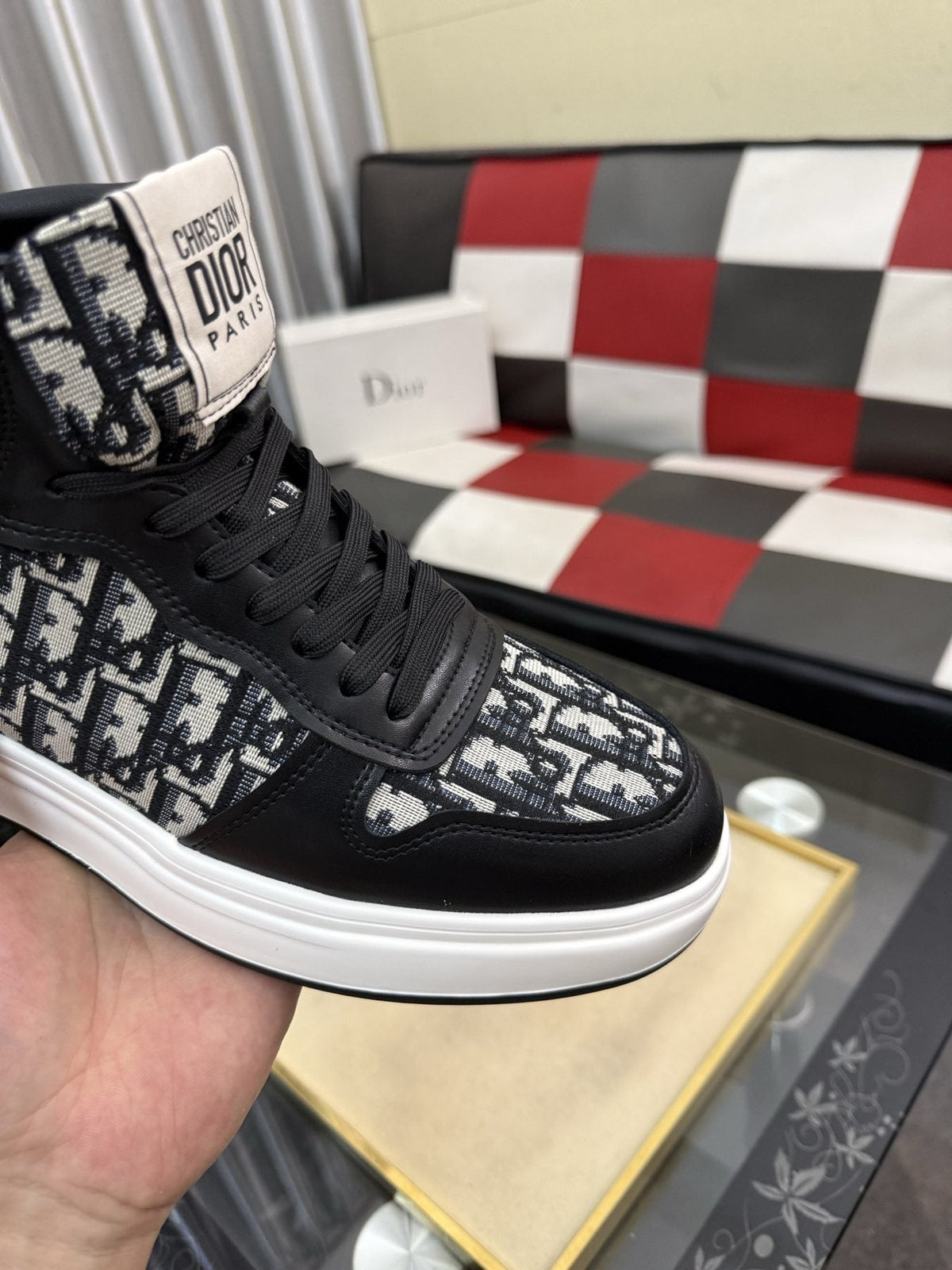 Dior Patterned High-Top Sneakers — detail