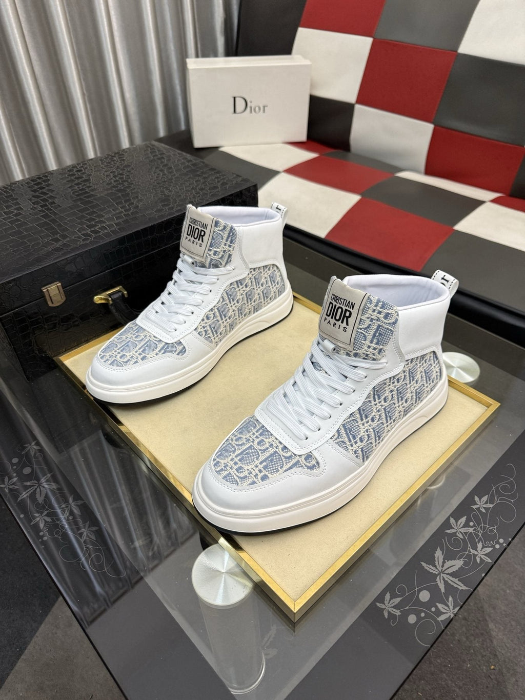 Dior Patterned High-Top Sneakers — front